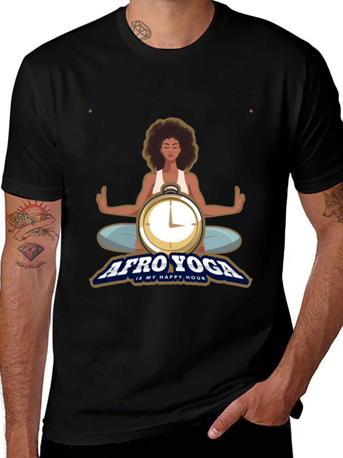 Afro Yoga T-Shirt - Happy Hour Meditative Design