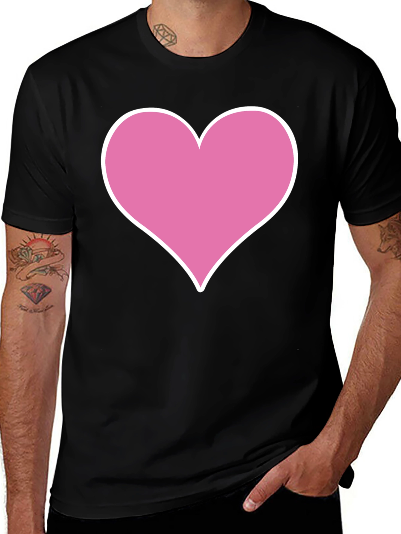 Variant 2 of Heart Graphic Tee - Black Casual T-Shirt