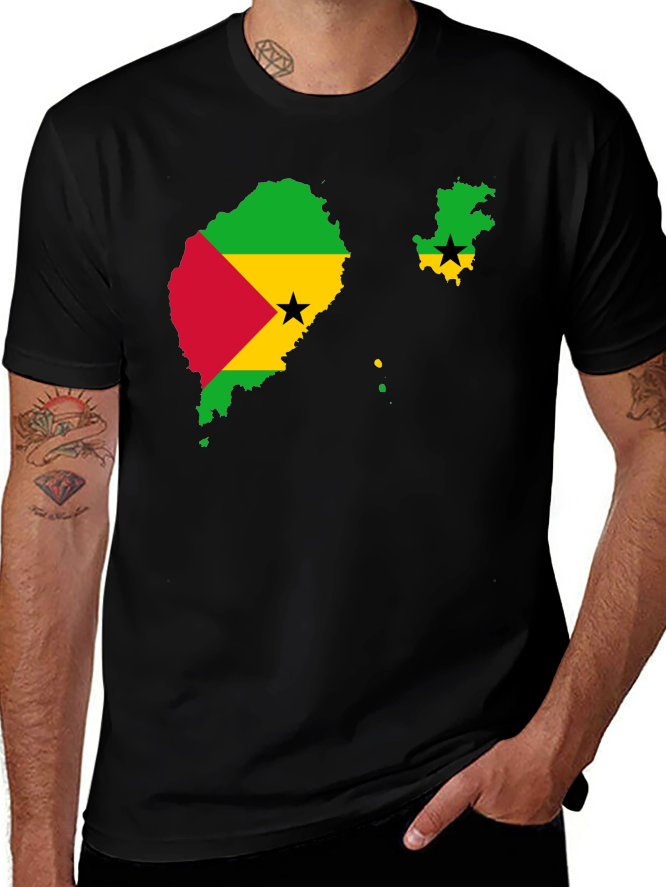 Sao Tome and Principe Flag Graphic T-Shirt