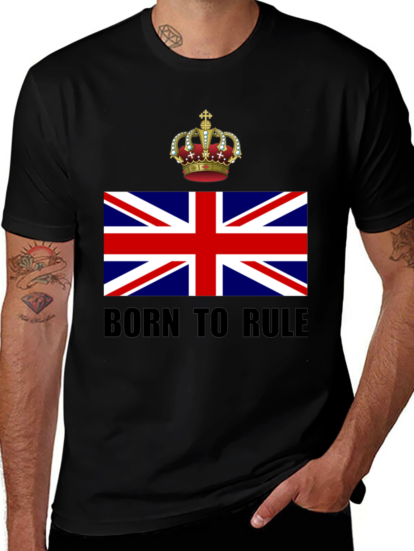 Born to Rule Union Jack T-Shirt - Black Cotton