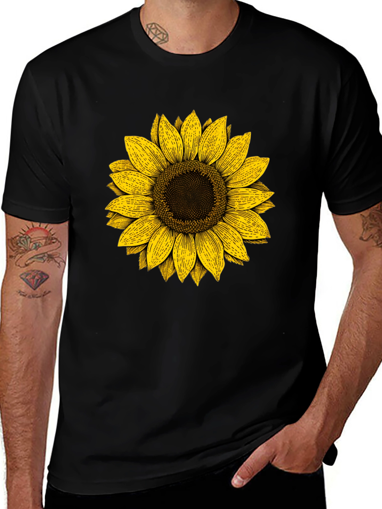 Variant 22 of Sunflower Graphic Print Black T-Shirt
