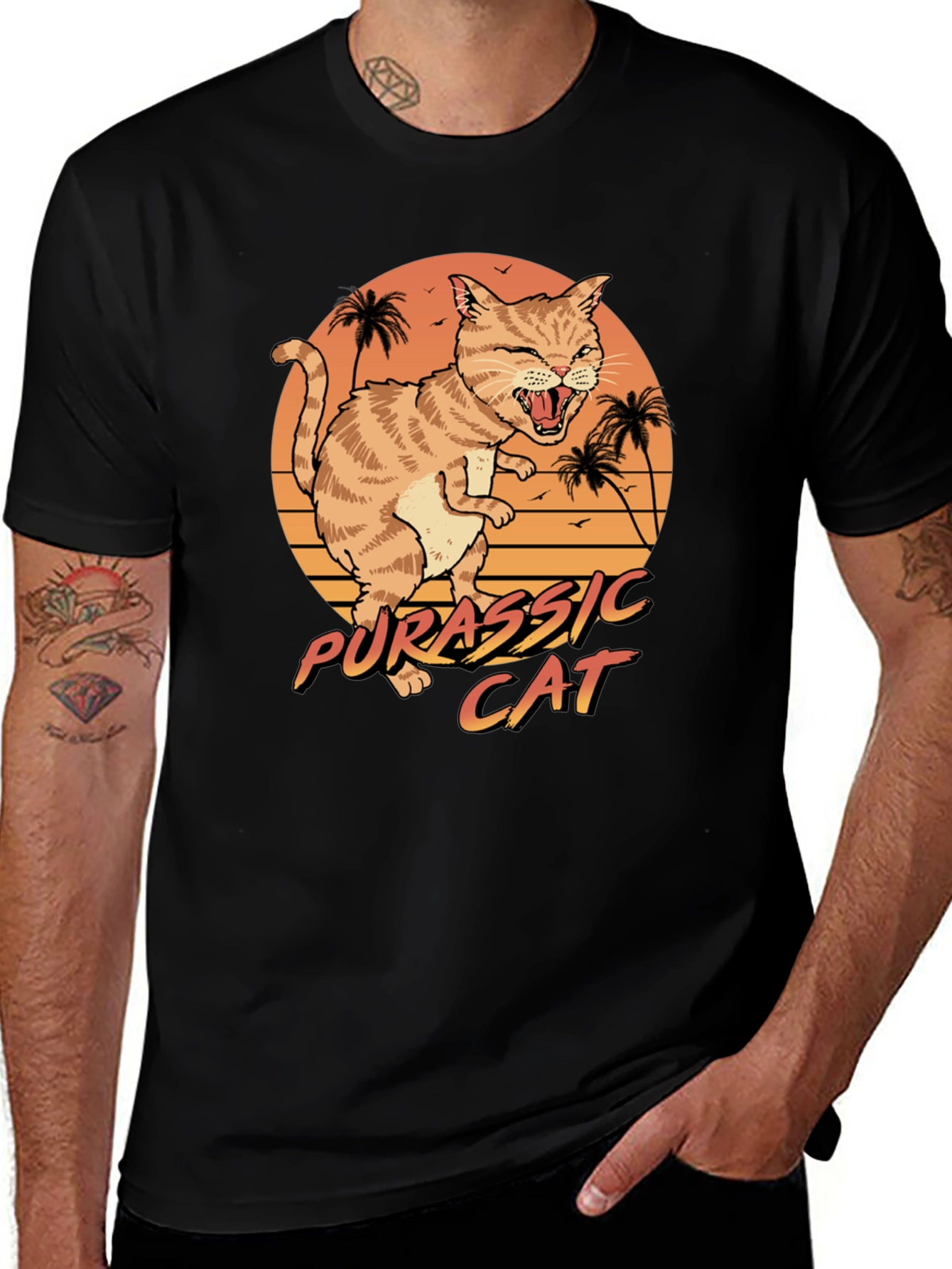 Variant 16 of Jurassic Cat Graphic T-Shirt - Retro Style
