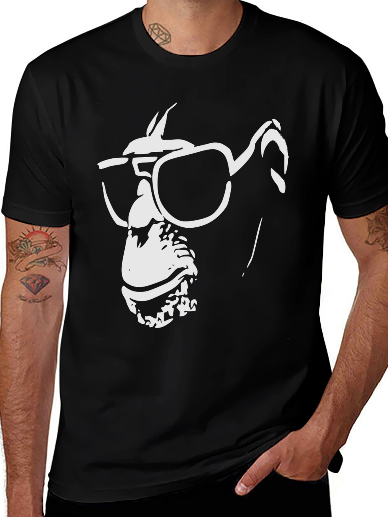Black Cool Chimp Graphic Tee - Black Cotton T-Shirt main image