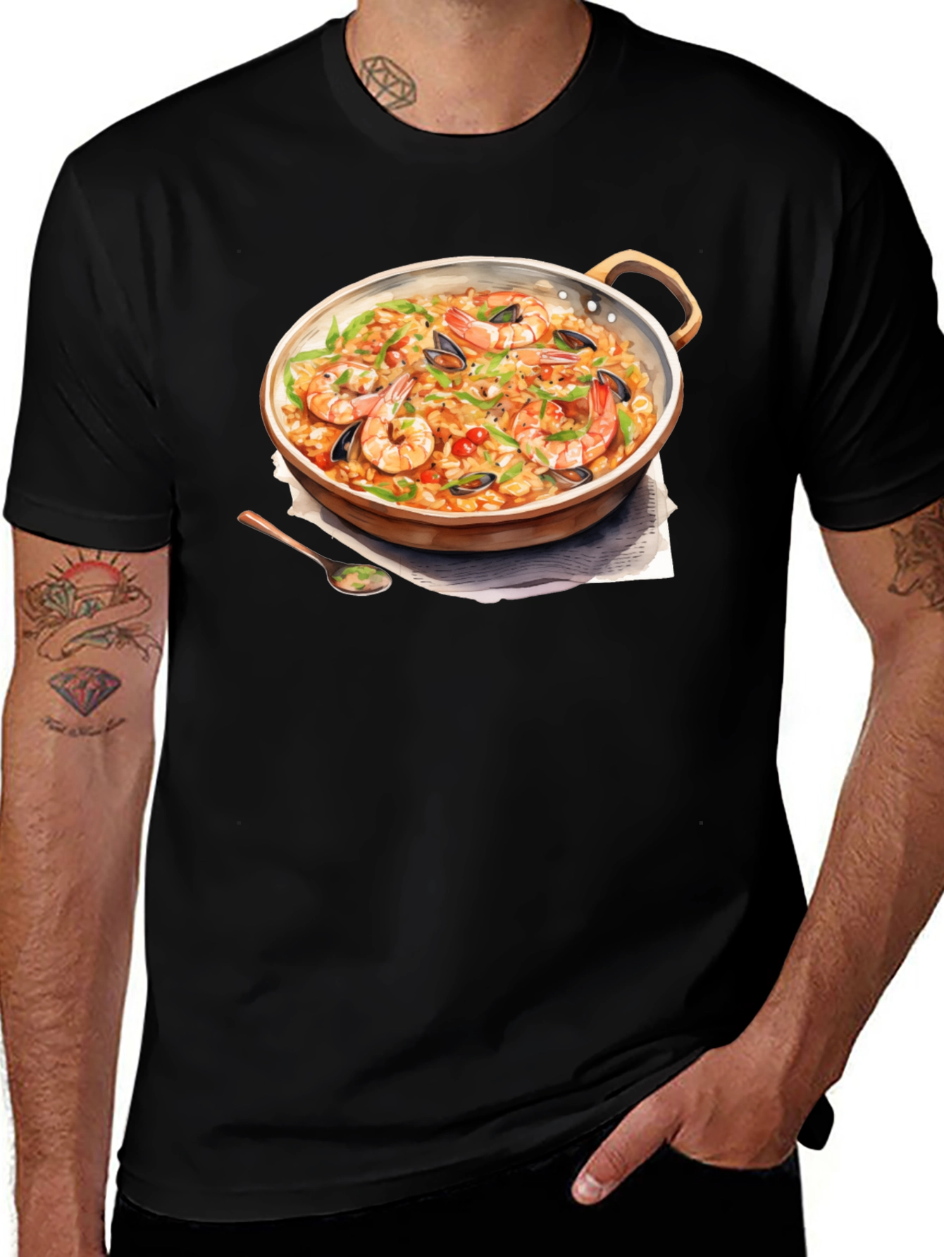 Variant 25 of Paella Print T-Shirt - Foodie Fashion
