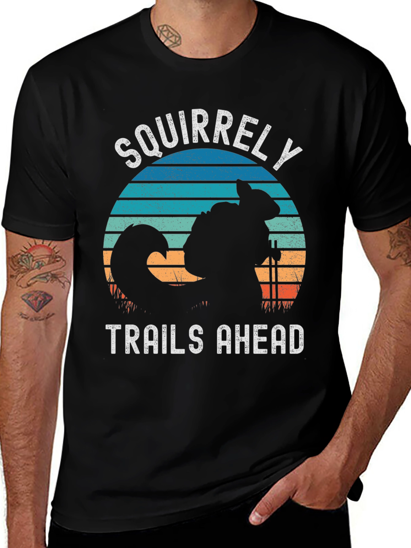 Variant 3 of Squirrelly Trails Ahead Graphic Tee - Hiking Adventure Shirt
