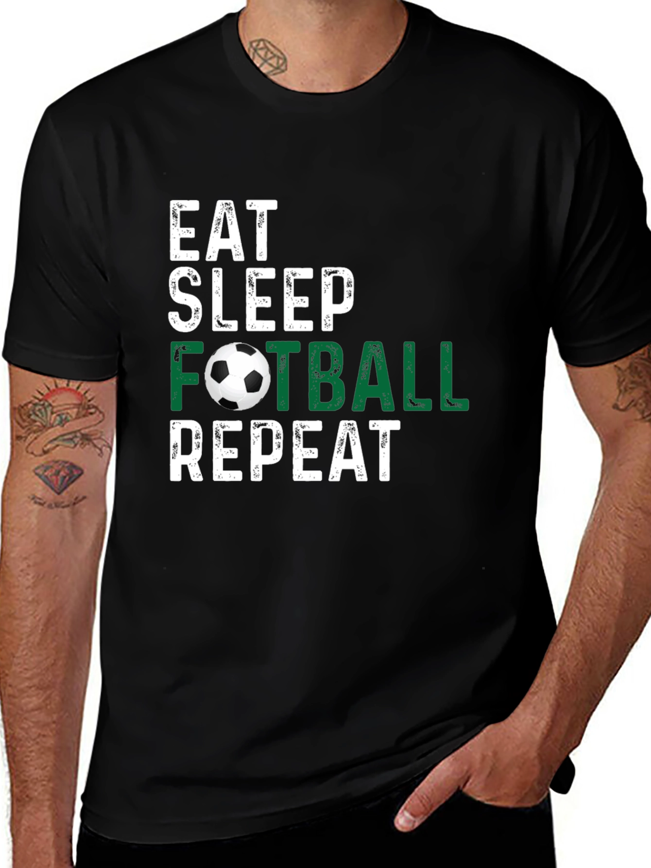 Variant 6 of Eat Sleep Football Repeat Black T-Shirt