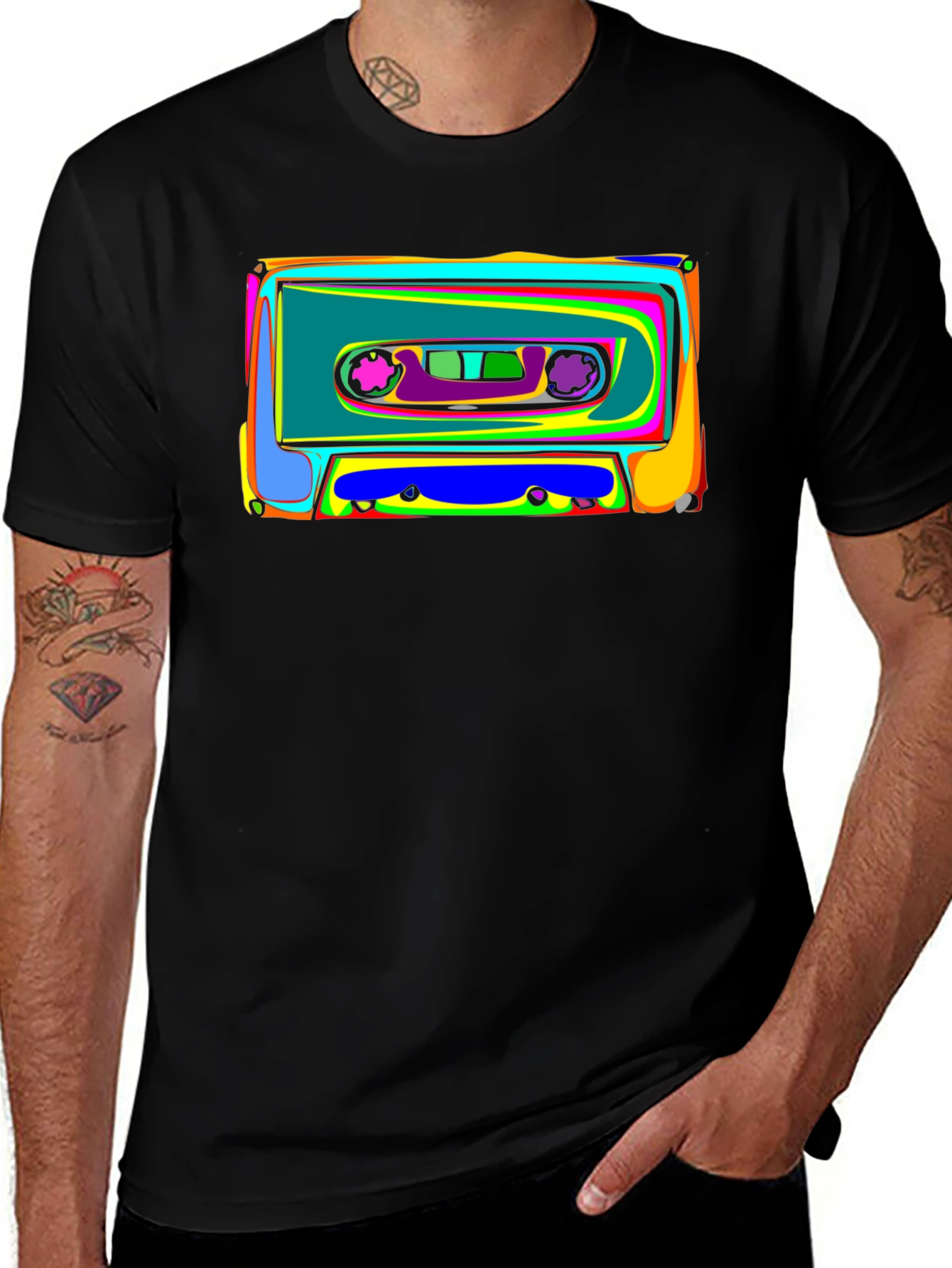 Variant 27 of Retro Cassette Tape Graphic Tee - Black