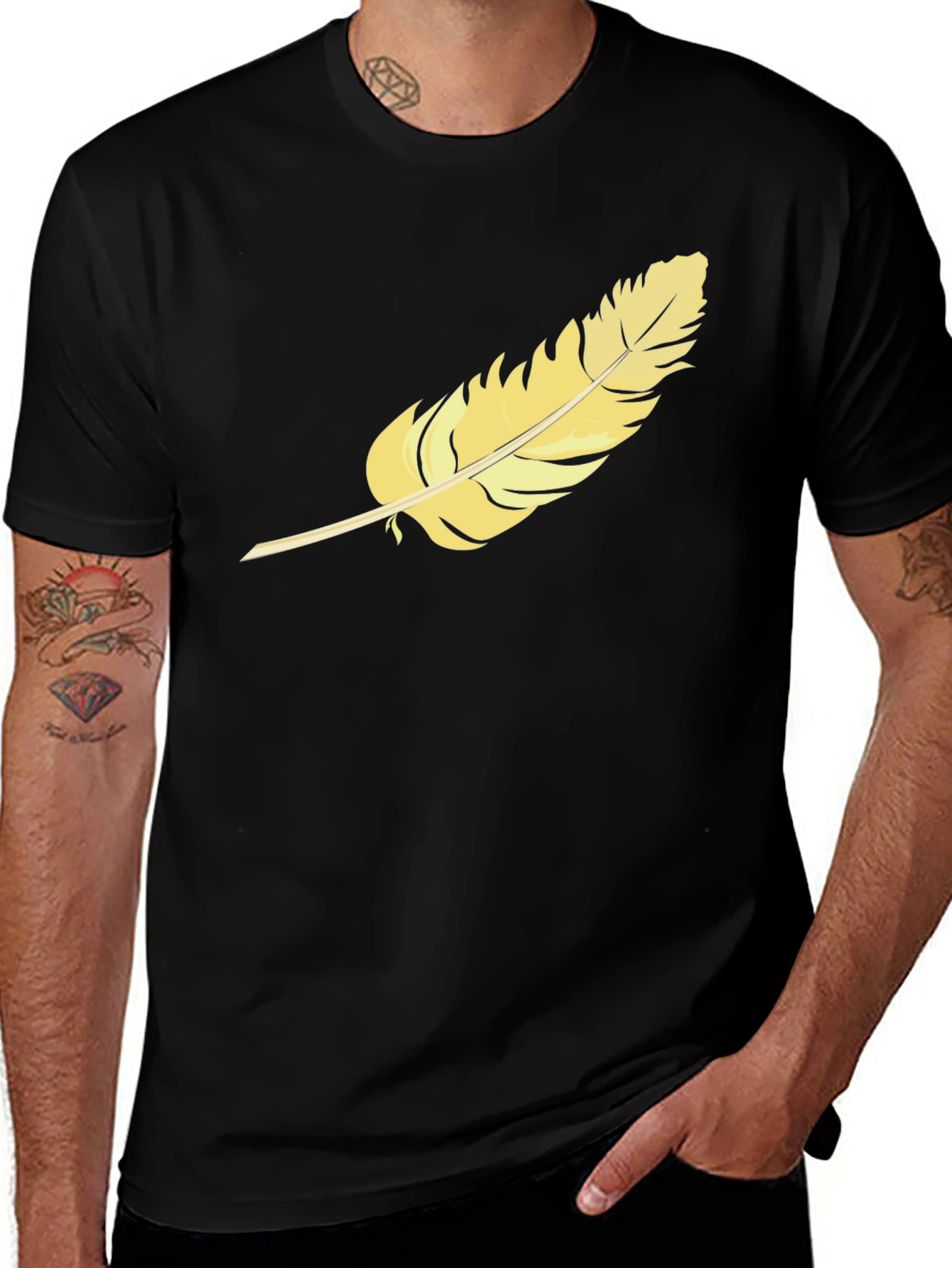 Variant 7 of Feather Graphic Tee - Black Cotton Comfort