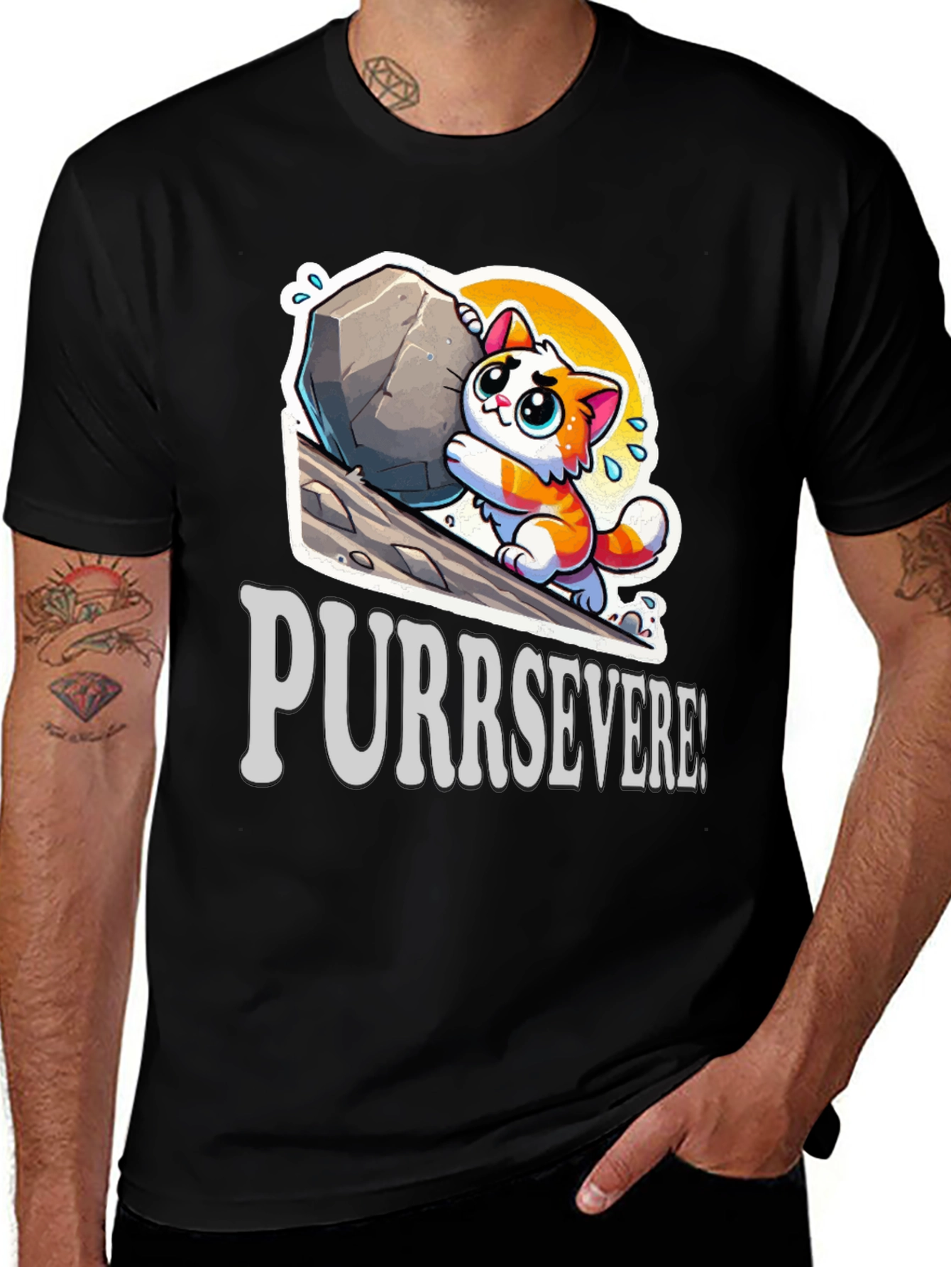 Variant 12 of Purrsevere Cat T-Shirt - Funny Graphic Tee