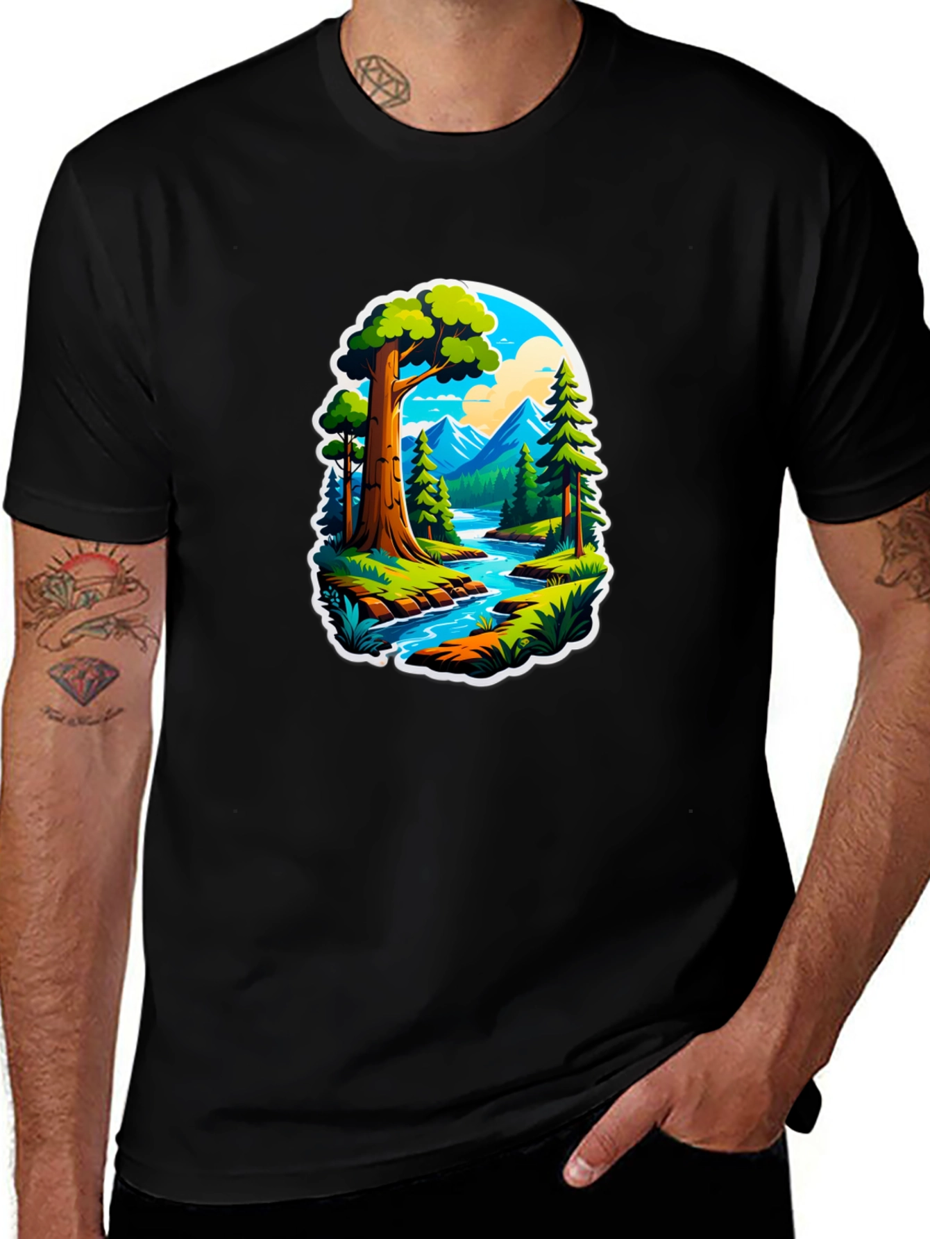 Variant 5 of Nature Scene Black T-Shirt