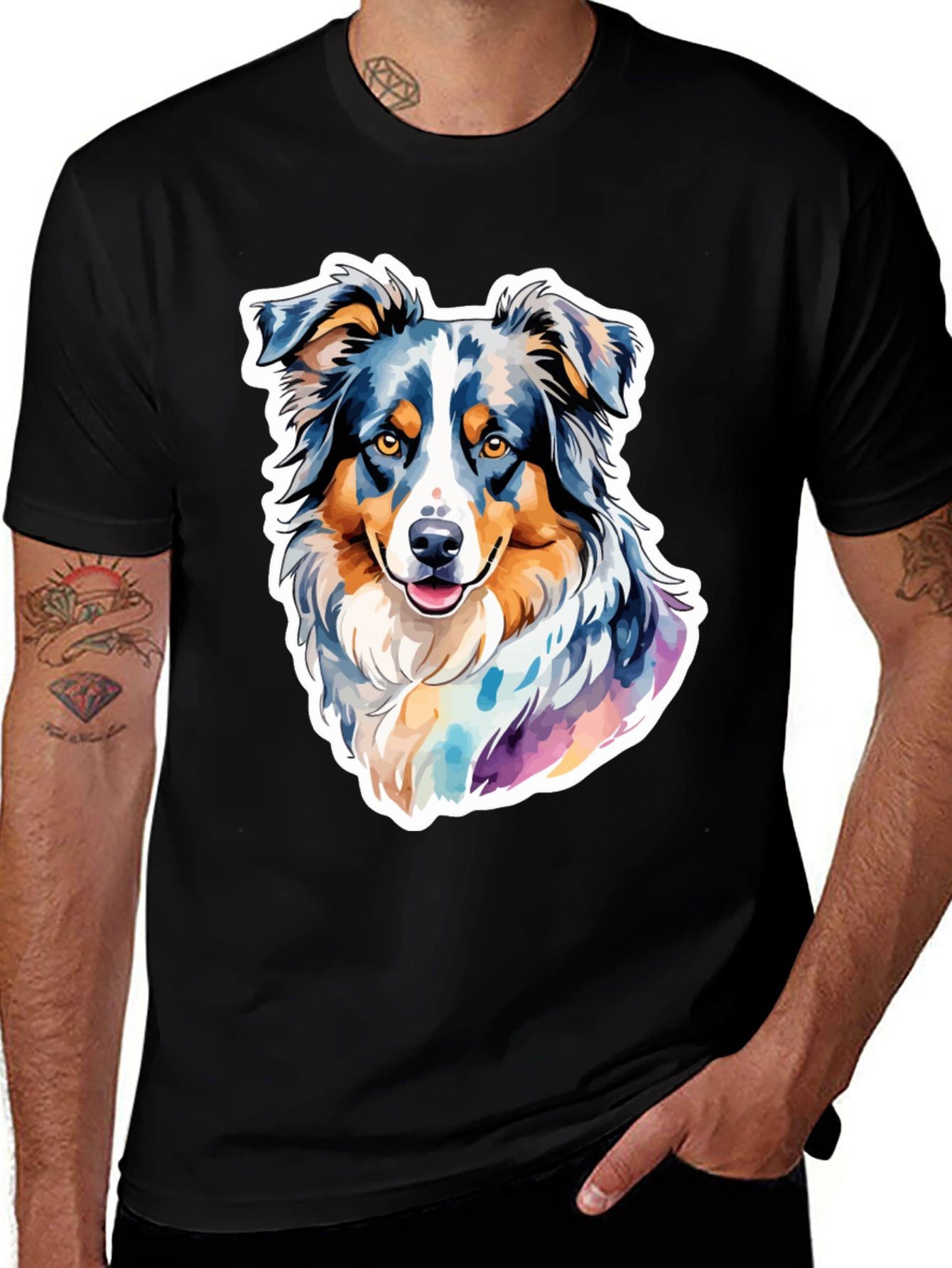 Variant 21 of Dog Breed Graphic Print Black T-Shirt
