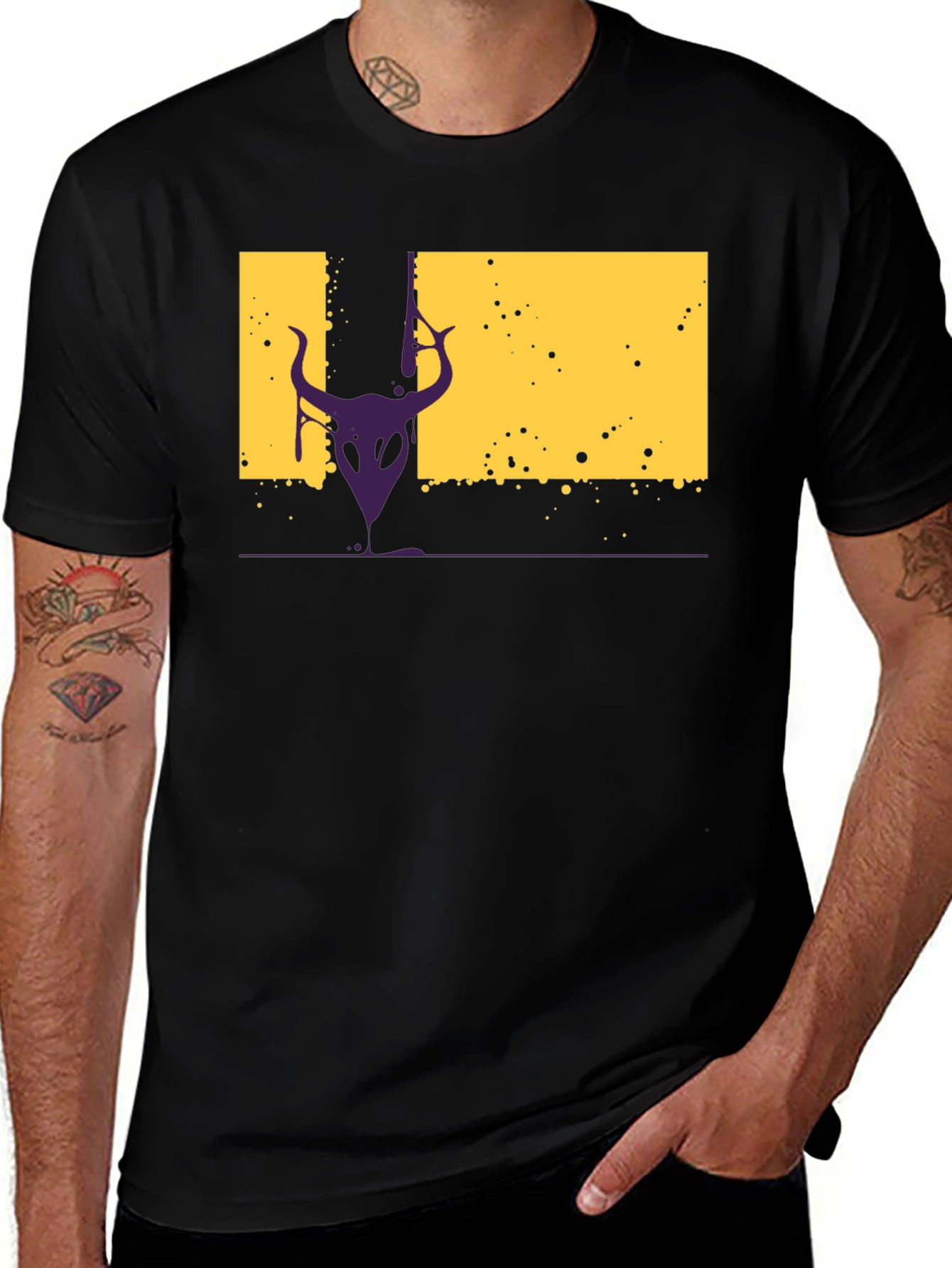 Variant 9 of Abstract Purple Devil Graphic Black T-Shirt