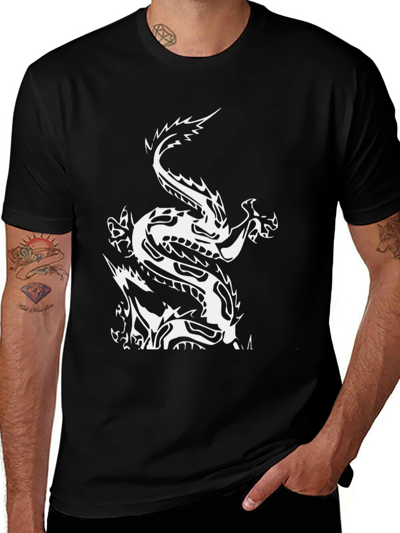 Variant 24 of Dragon Graphic Tee - Men's Black T-Shirt