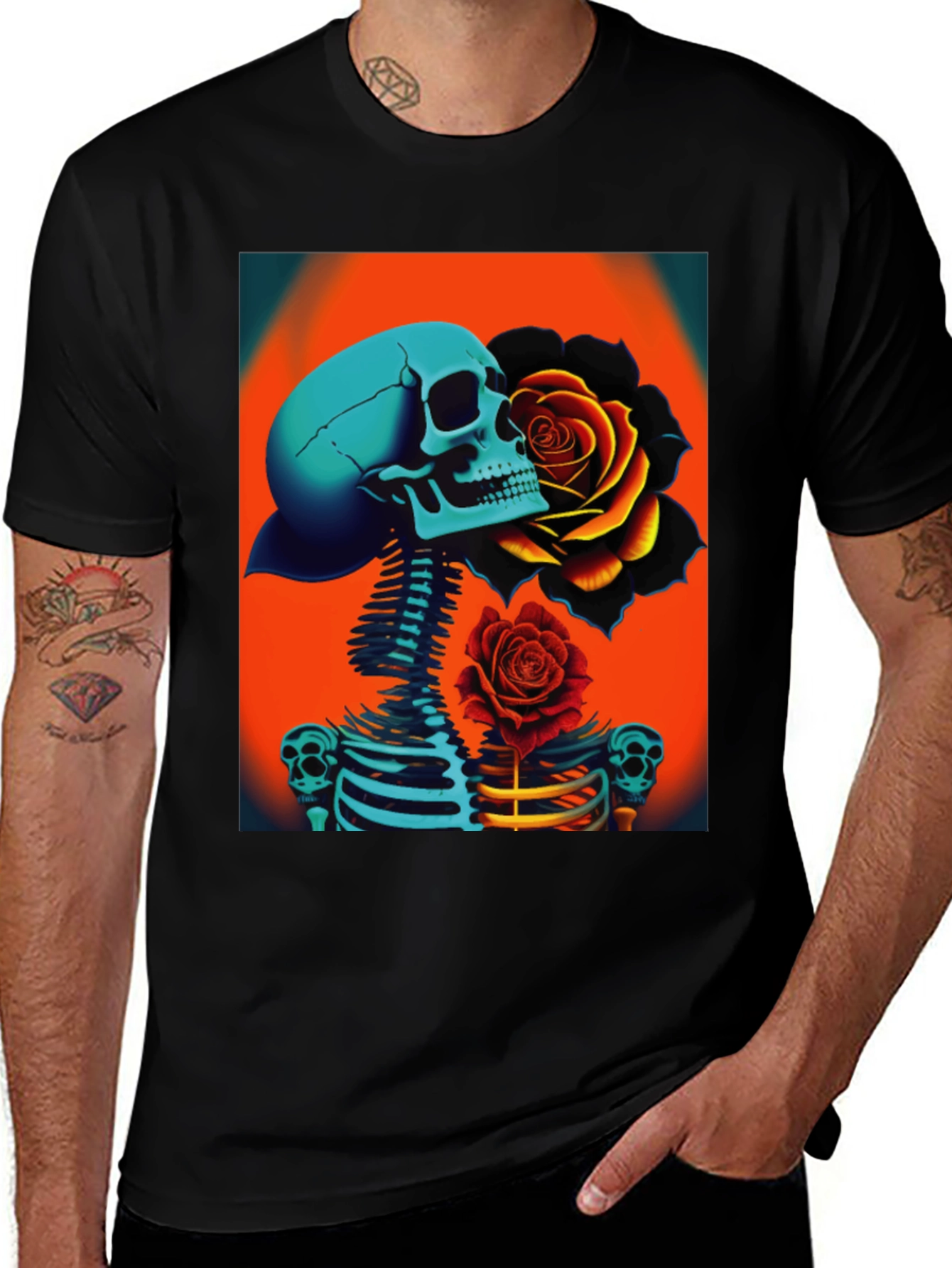 Variant 30 of Skull & Roses Graphic Tee - Edgy Style