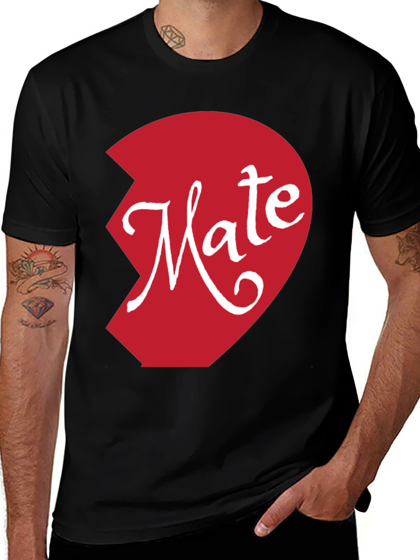 Mate Matching Couple Shirt - Half Heart Design
