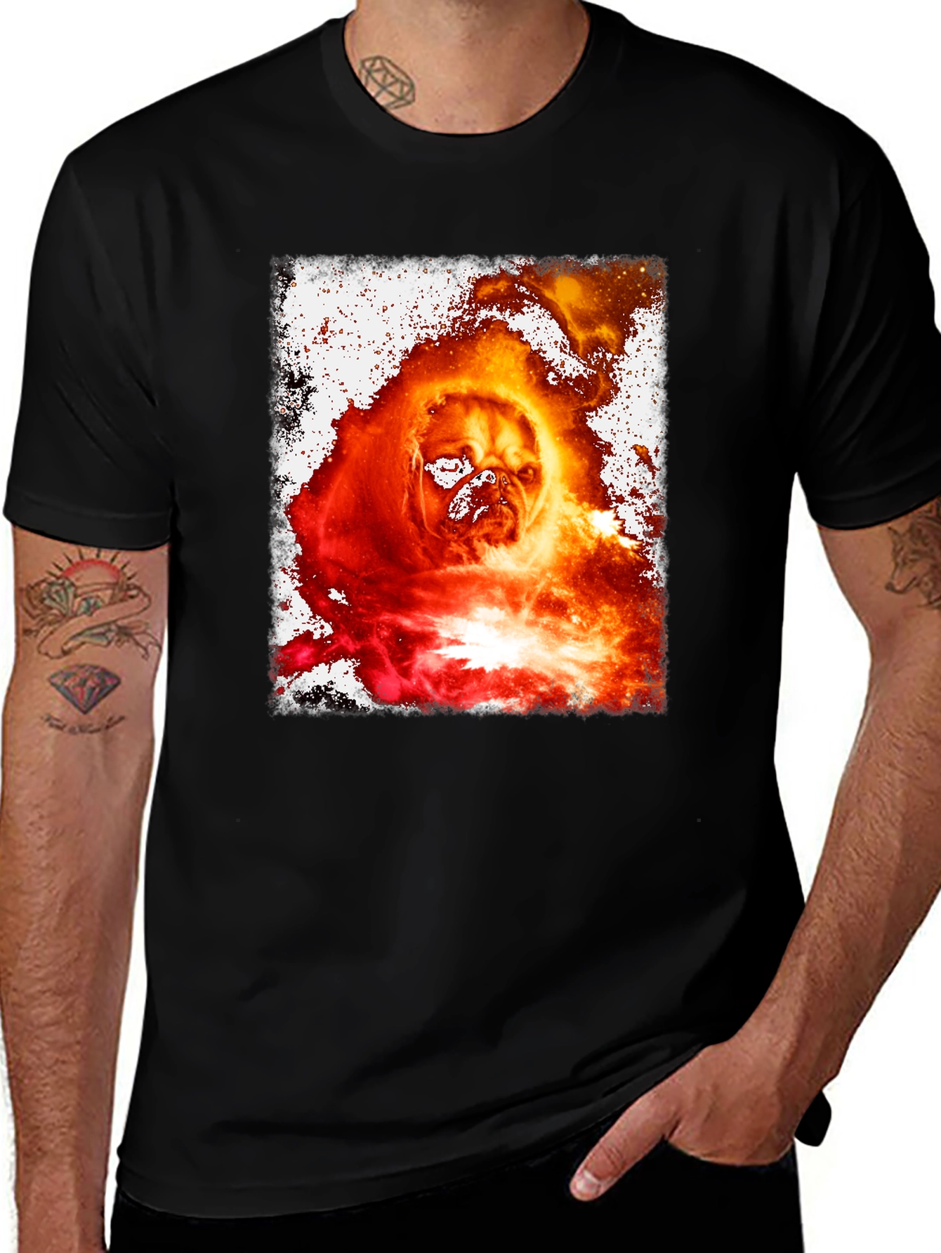 Variant 30 of Fiery Pug Graphic Tee - Unique Dog Lover Shirt