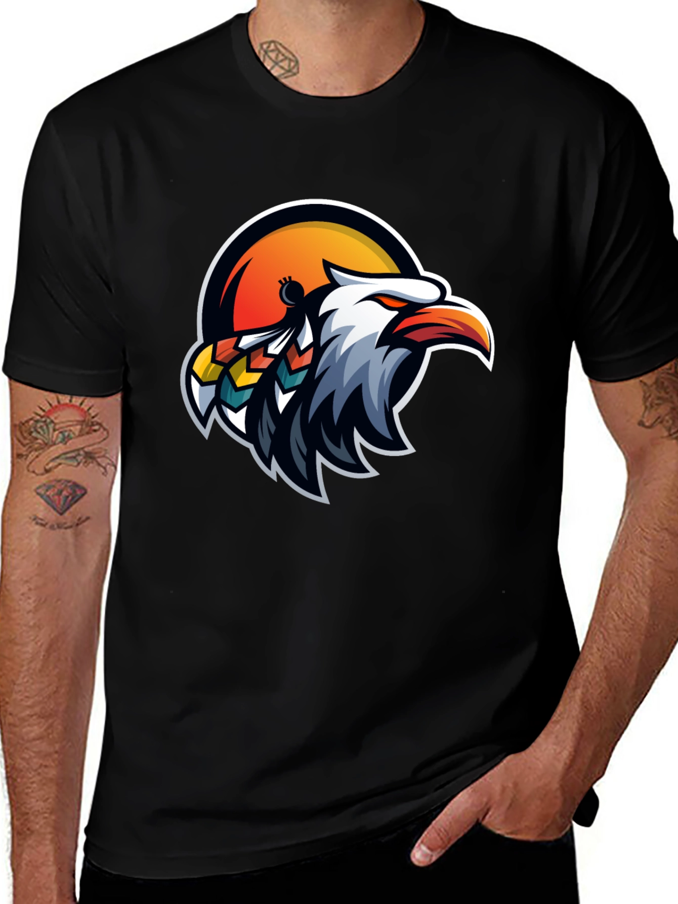 Black Eagle Head Graphic Tee - Cool Bird Design main image