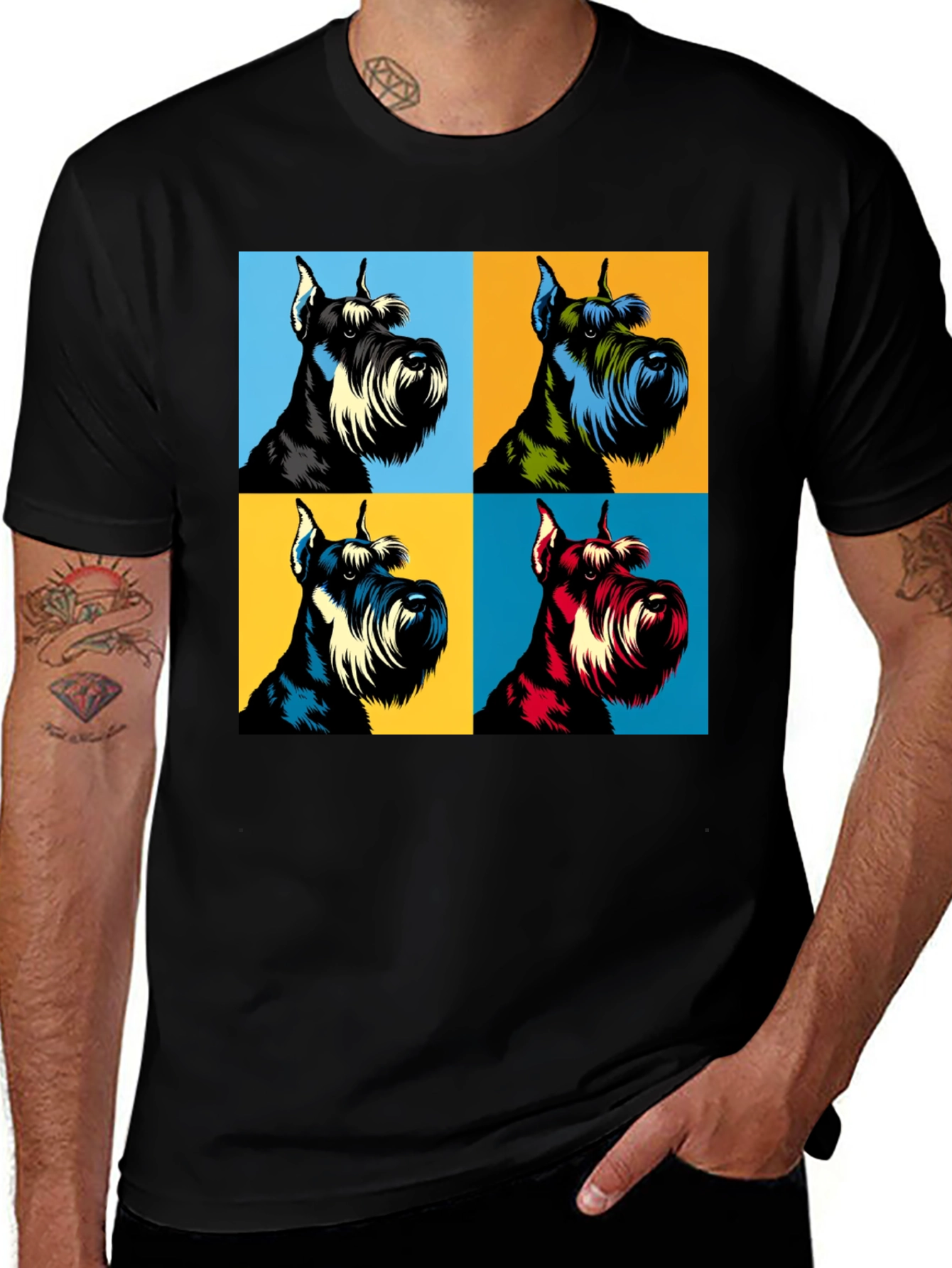 Pop Art Schnauzer Dog T-Shirt - Unique Graphic Tee