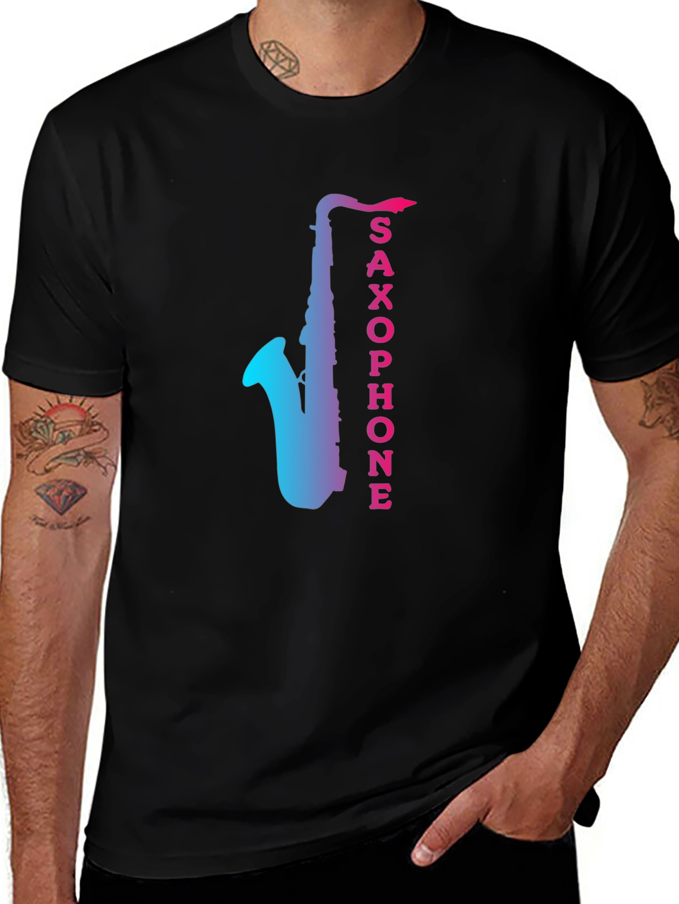 Variant 2 of Saxophone Gradient Graphic Men's Black T-Shirt