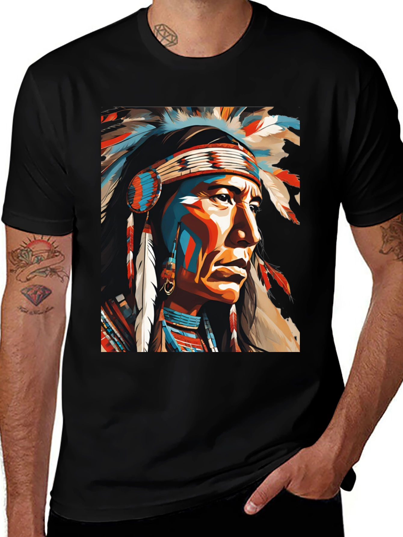 Variant 6 of Native American Chief T-Shirt - Bold Graphic Print