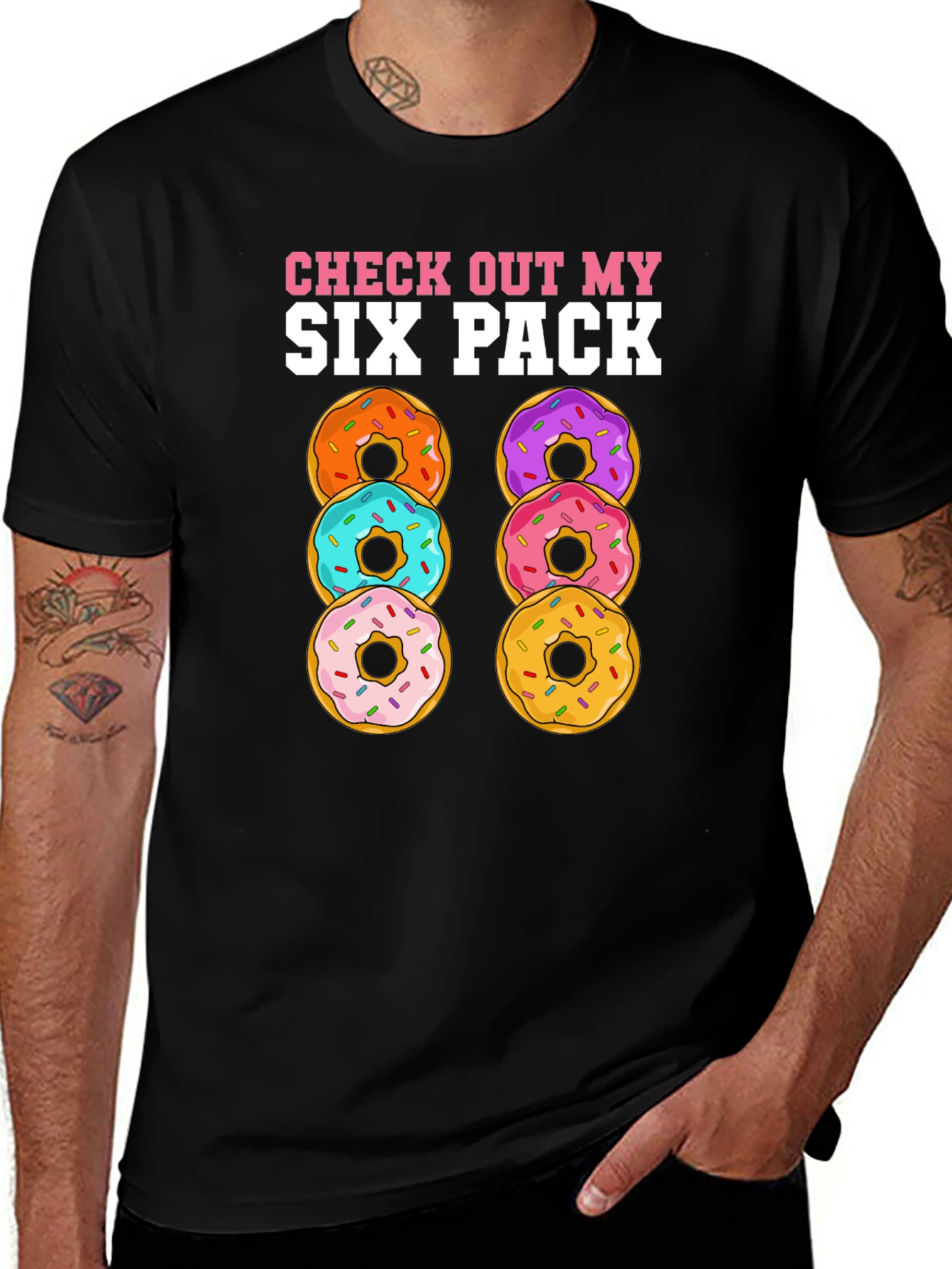 Variant 8 of Donut Six Pack T-Shirt Funny Gym Tee