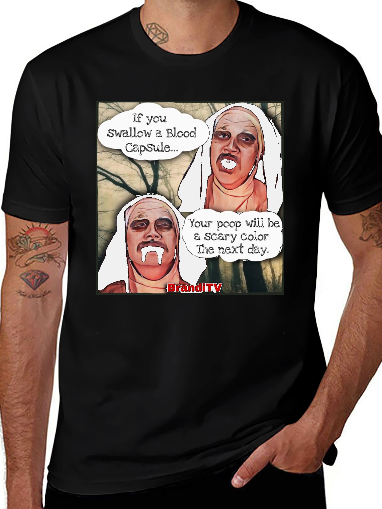 Black Scary Color Poop Men's Black T-Shirt main image