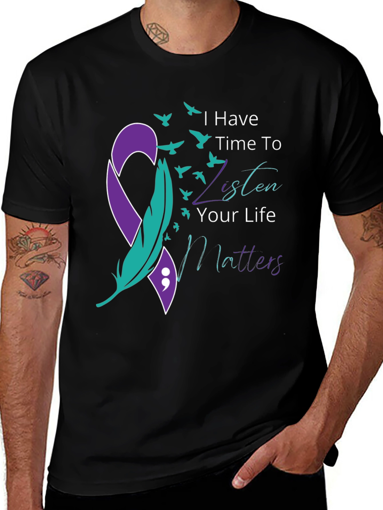 Variant 7 of Listen, Your Life Matters T-Shirt - Suicide Prevention