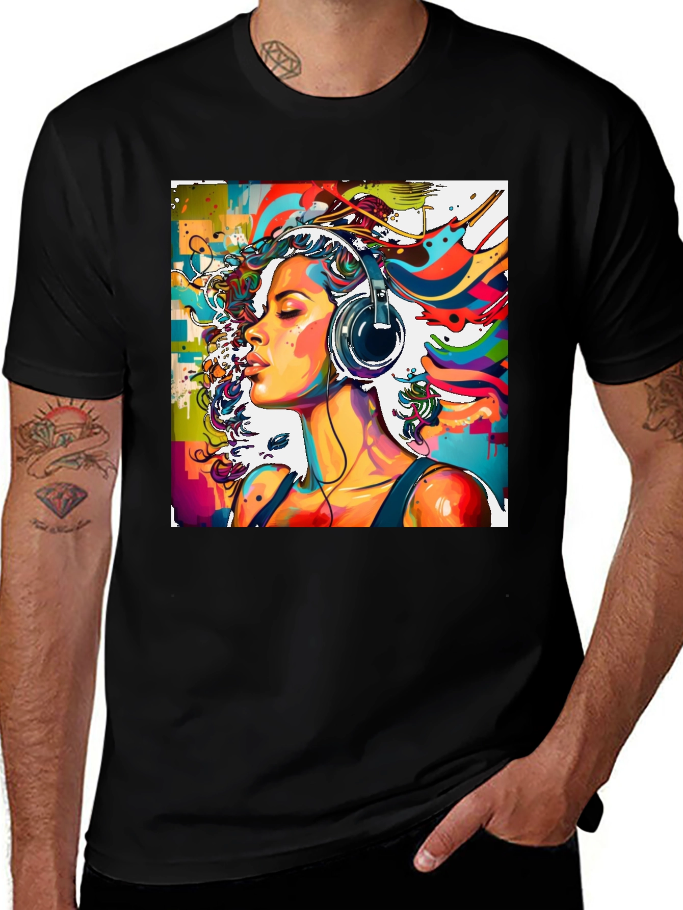 Variant 18 of Vibrant Art Graphic Tee - Music Lover's Fashion