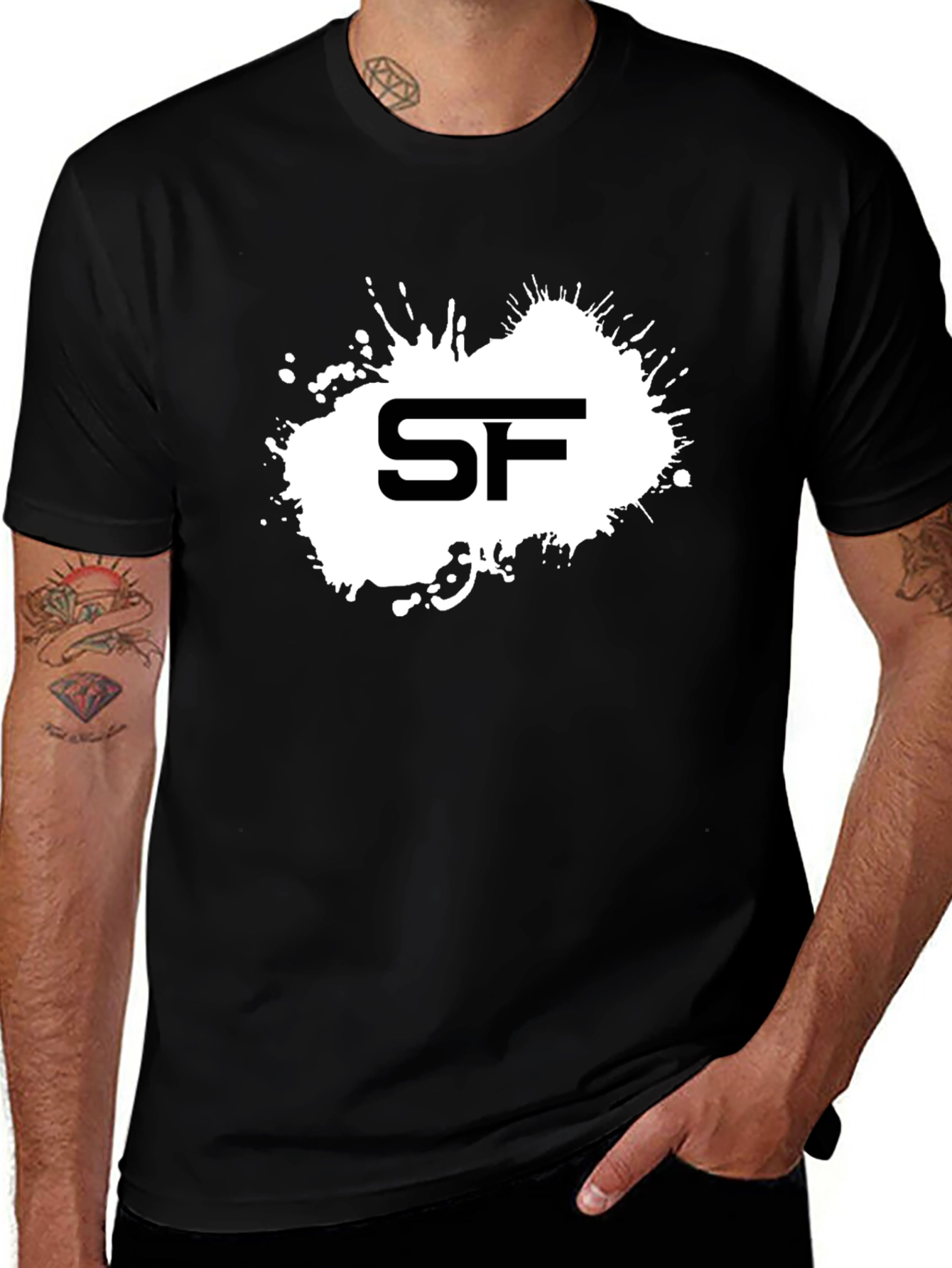Variant 21 of SF Splash Graphic Tee - Cool Black Cotton T-Shirt