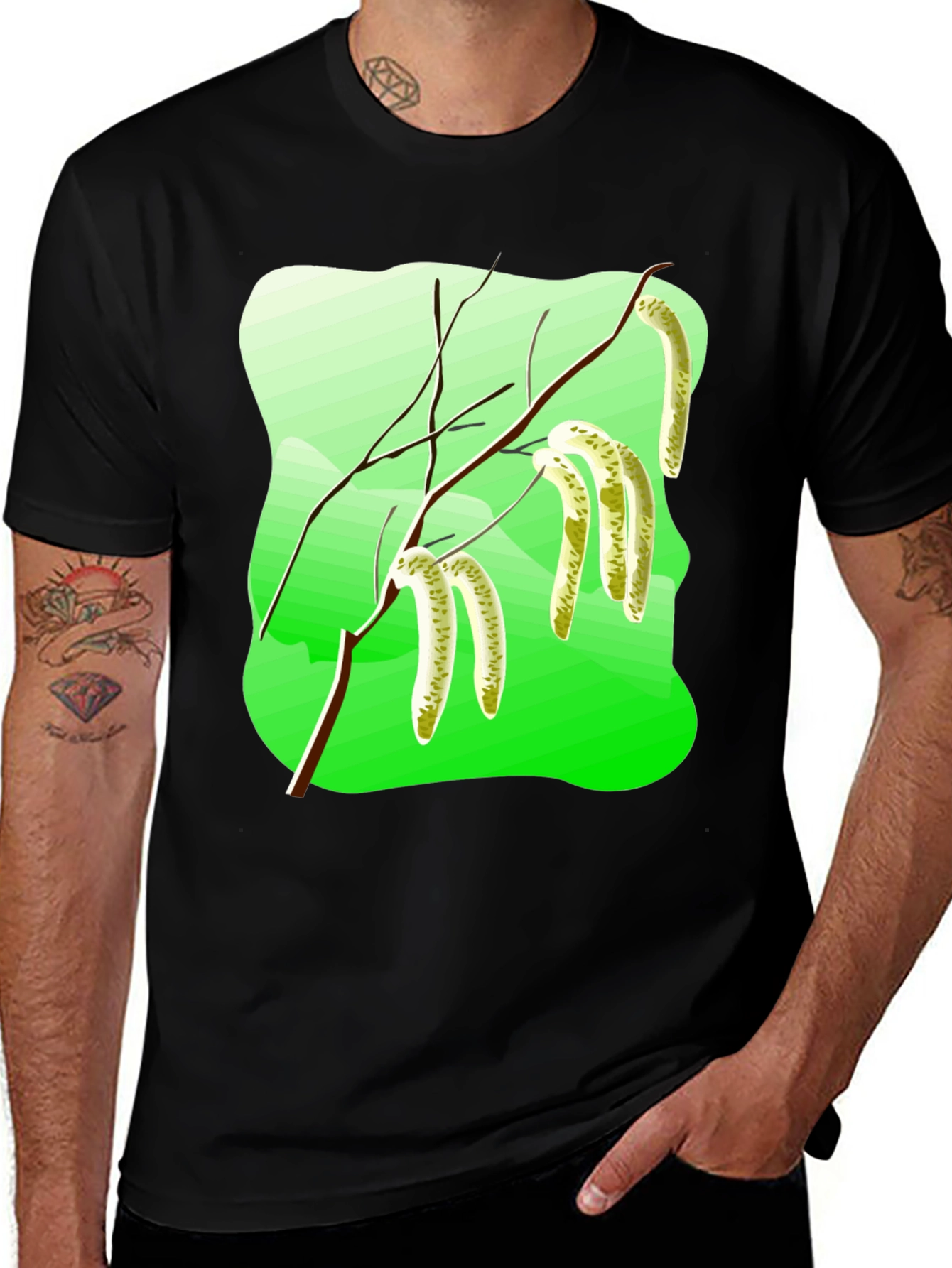 Variant 25 of Nature Graphic T-Shirt: Birch Branch Design