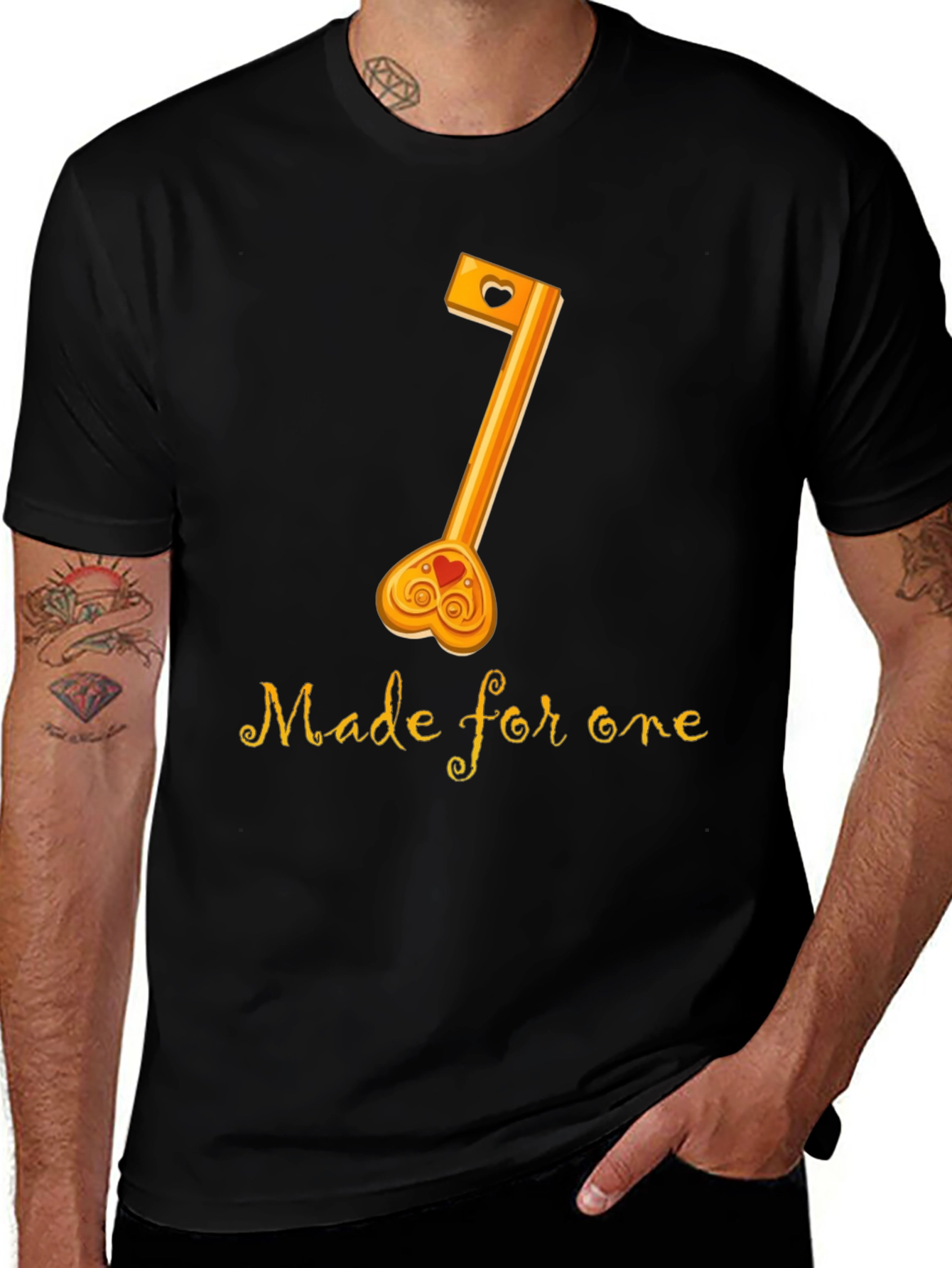 Variant 16 of Made For One Black T-Shirt with Key Graphic