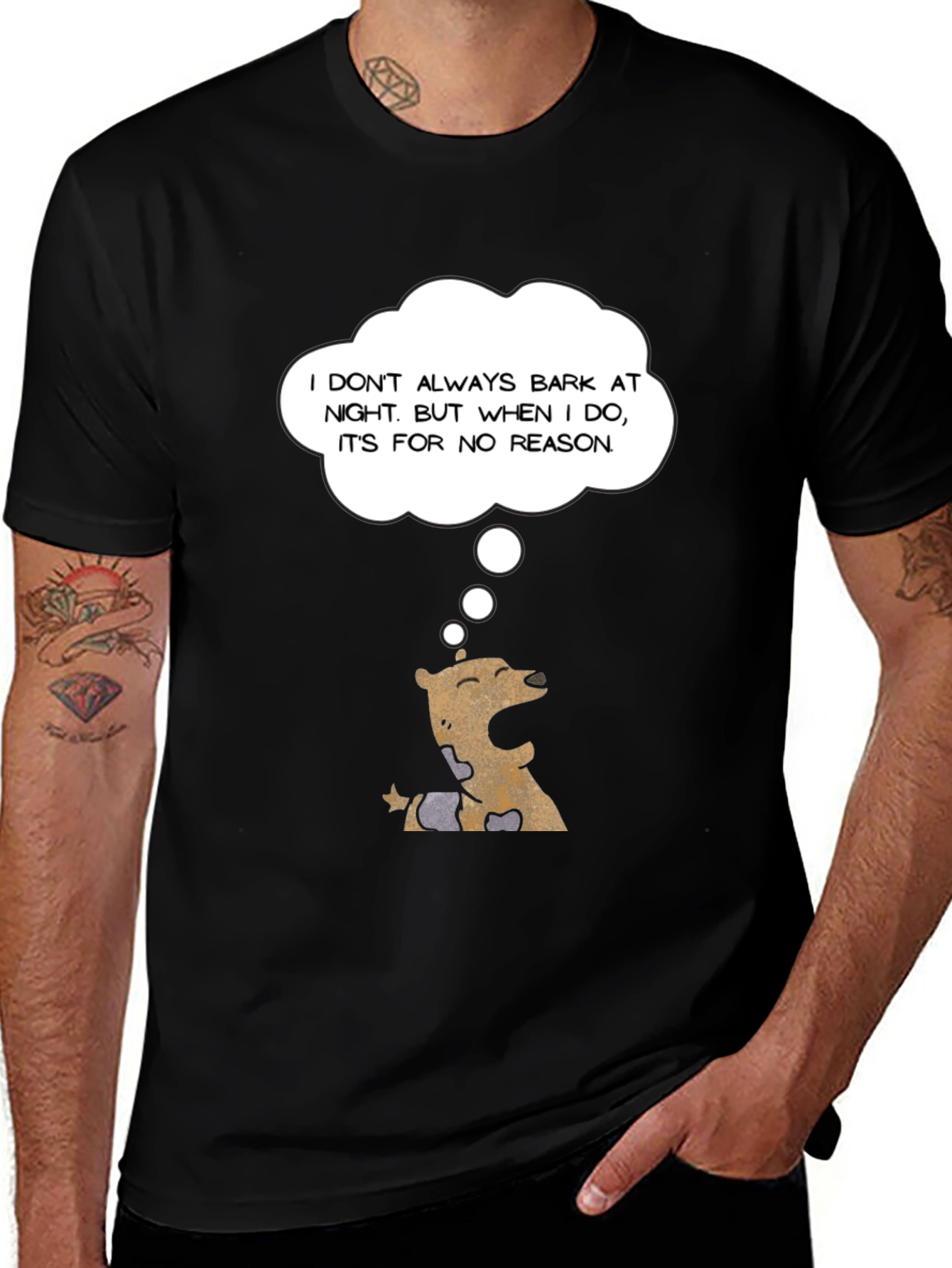 Black Humorous Dog Barking T-Shirt main image
