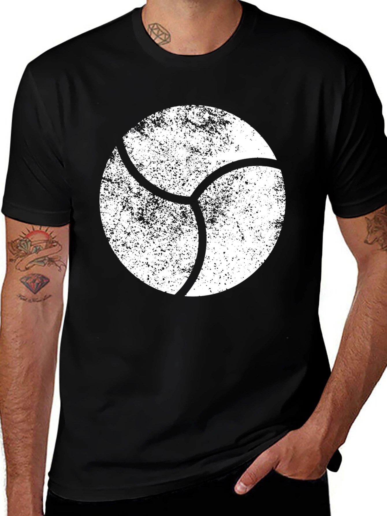 Variant 26 of Distressed Circle Graphic Tee - Black