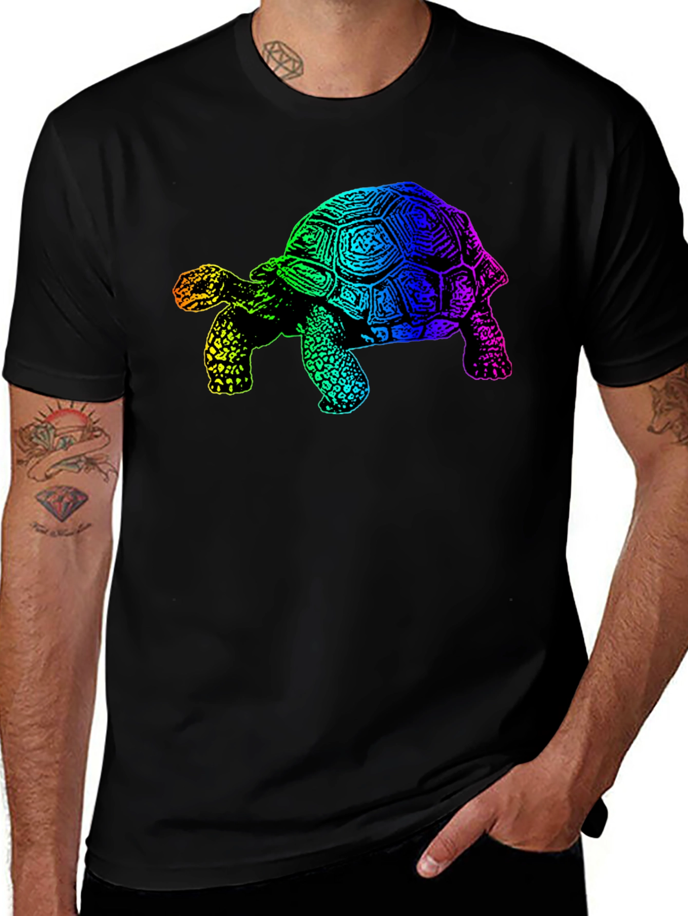 Variant 11 of Rainbow Turtle Graphic T-Shirt