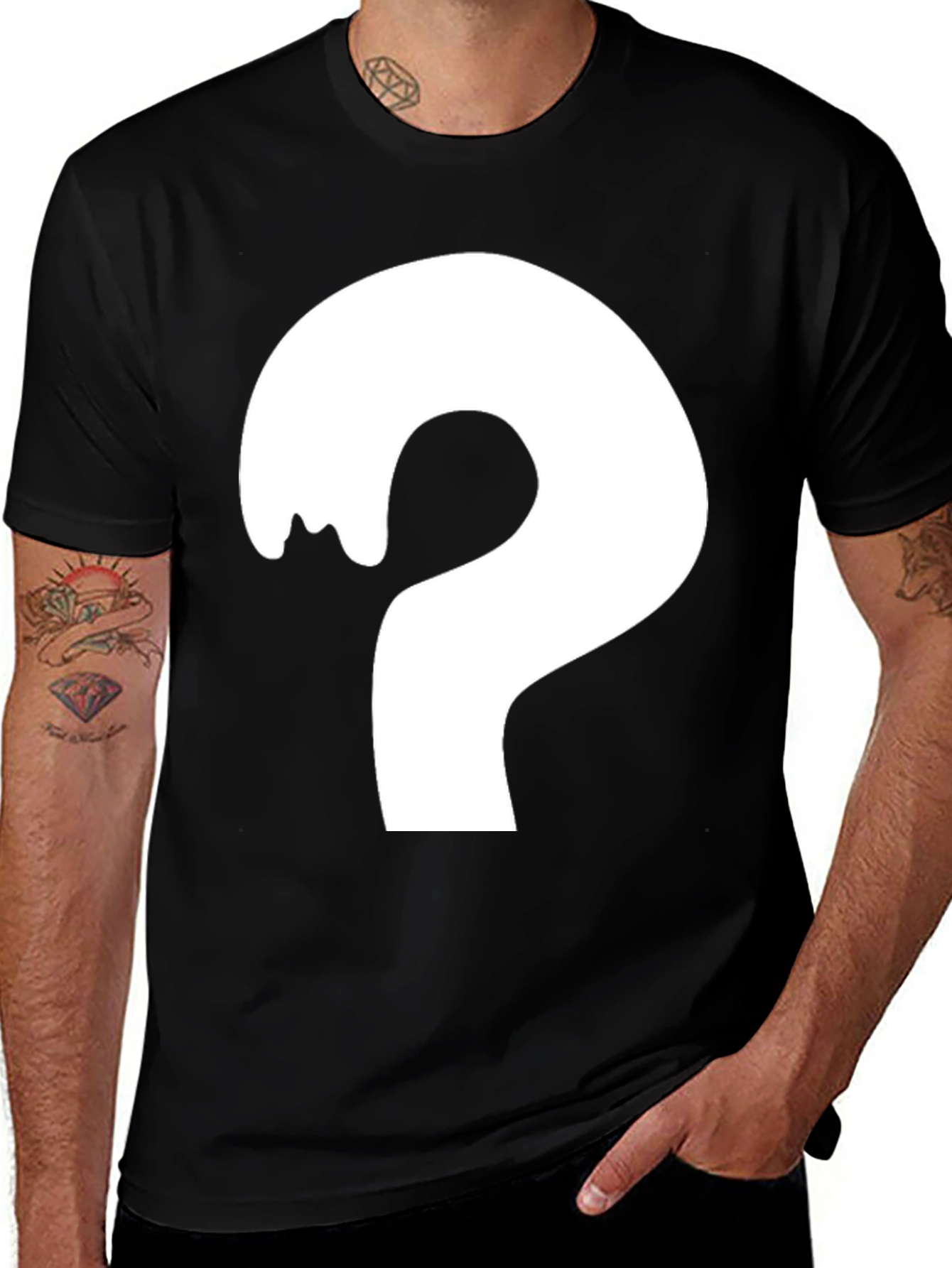 Variant 28 of Mystery Question Mark Graphic Tee - Black