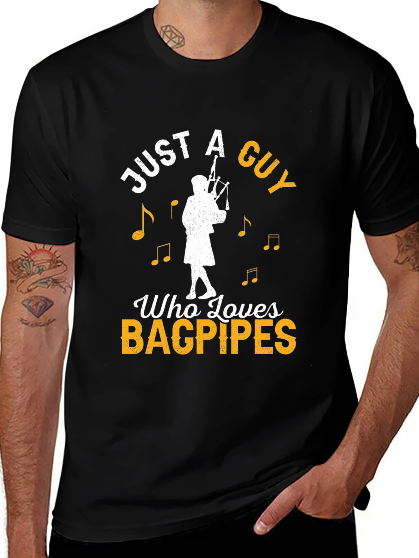 Variant 17 of Just A Guy Who Loves Bagpipes Black T-Shirt