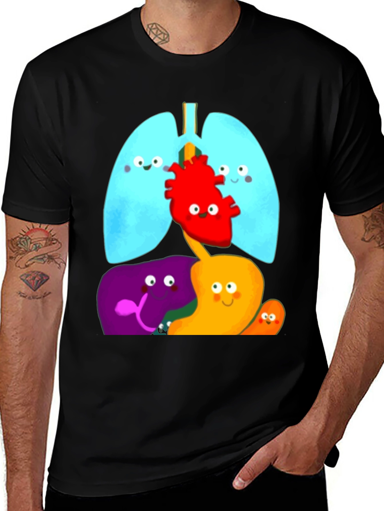 Variant 16 of Cartoon Anatomy Organs Graphic T-Shirt