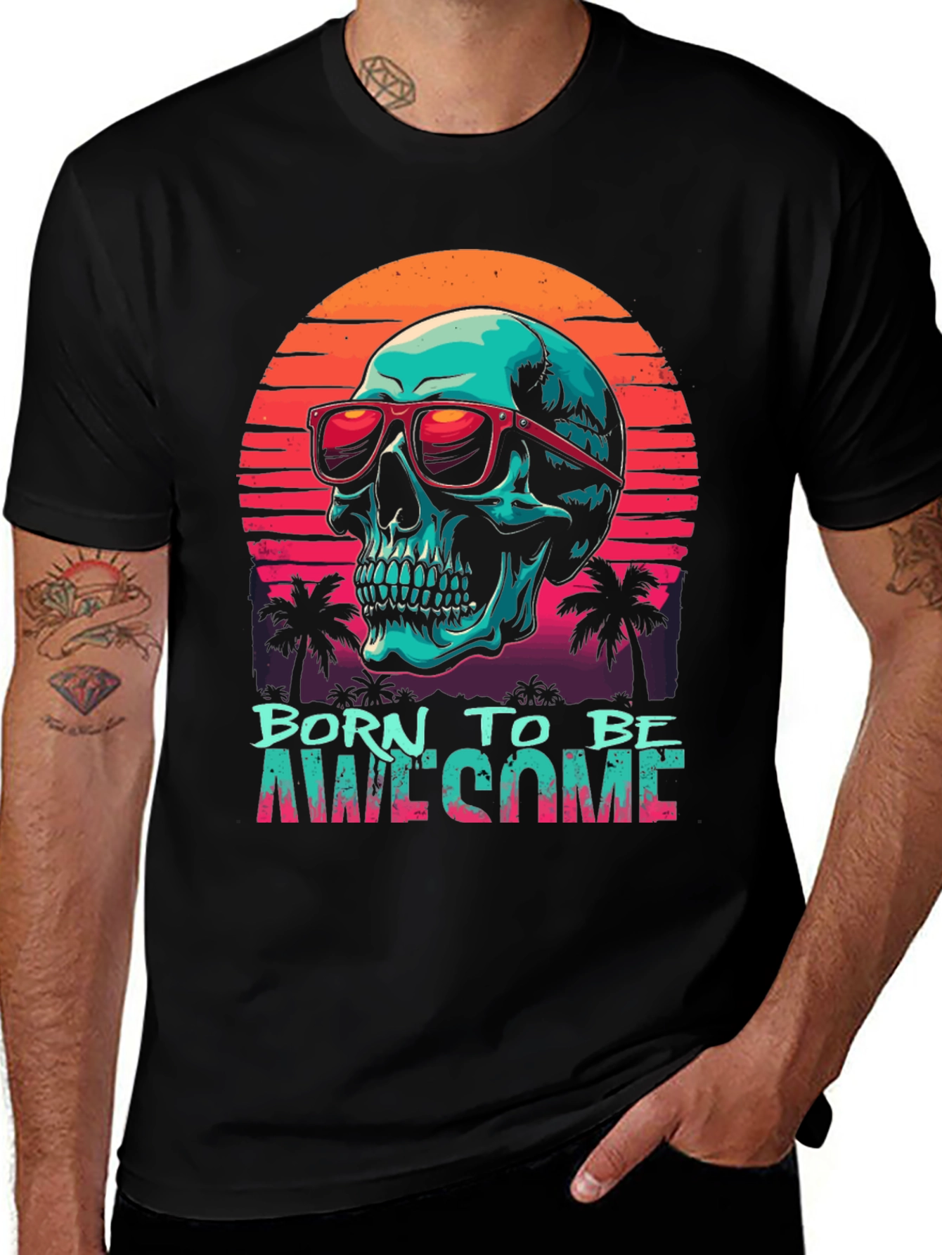 Variant 13 of Born to Be Awesome Skull Graphic T-Shirt