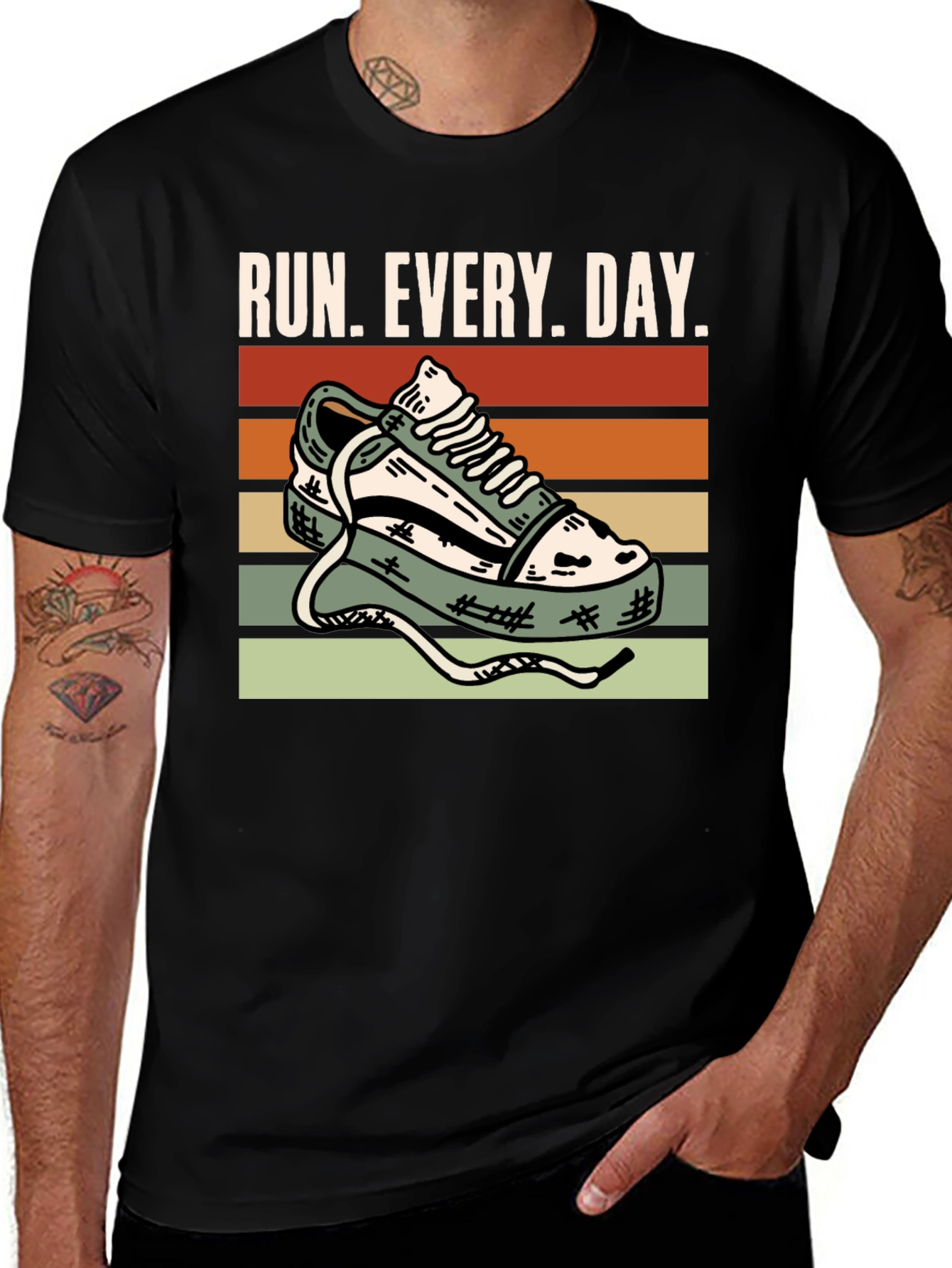 Variant 11 of Run Every Day Graphic Tee - Retro Sneaker Design