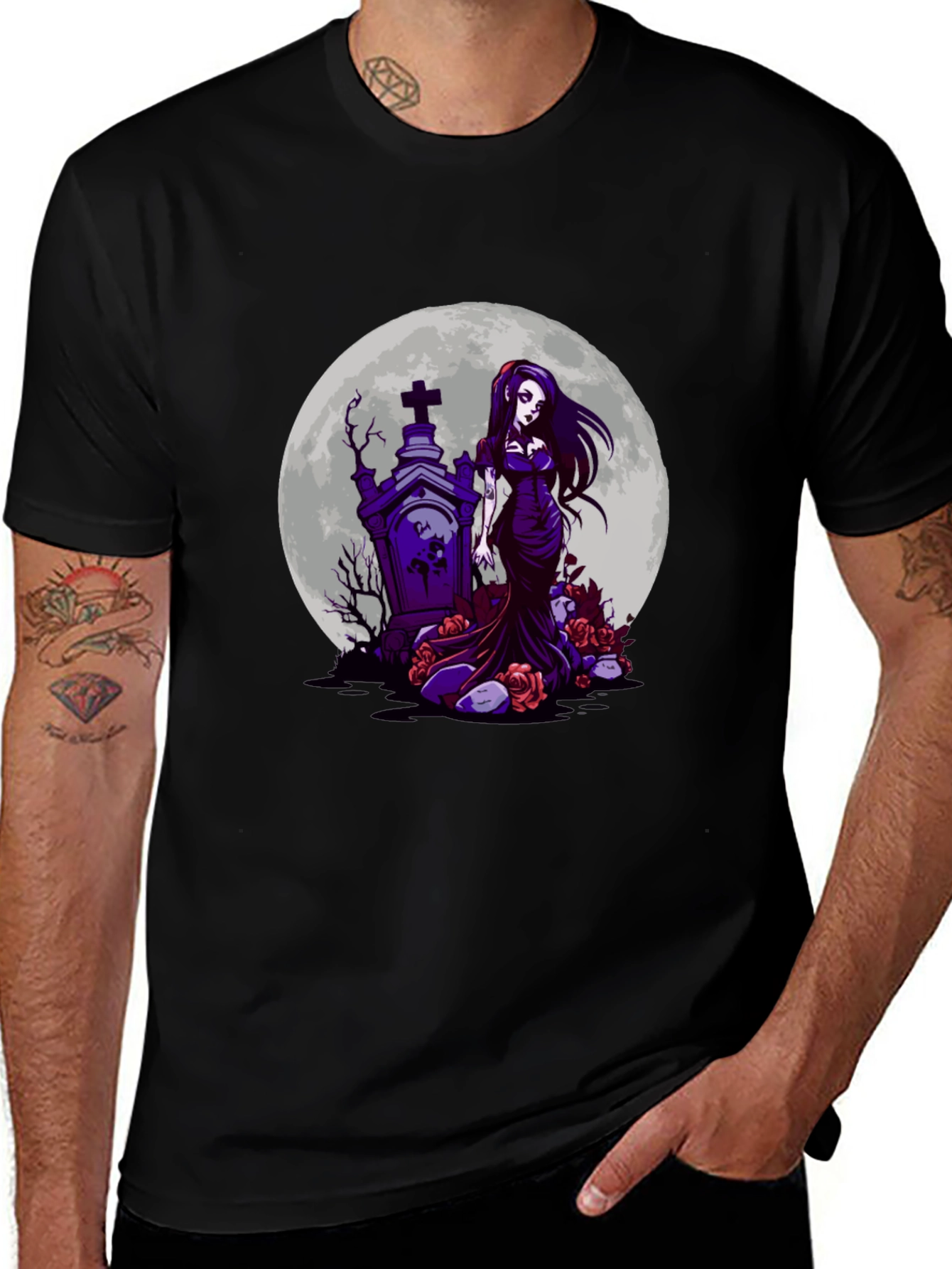 Gothic Graveyard Moon T-Shirt