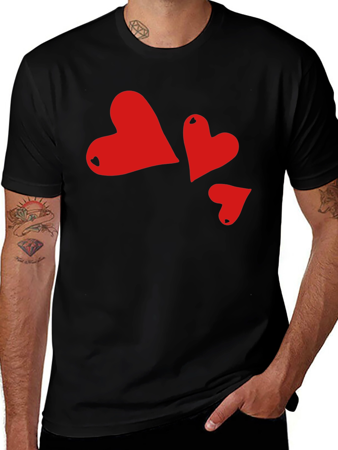 Variant 25 of Heart Graphic Tee - Black Casual Shirt