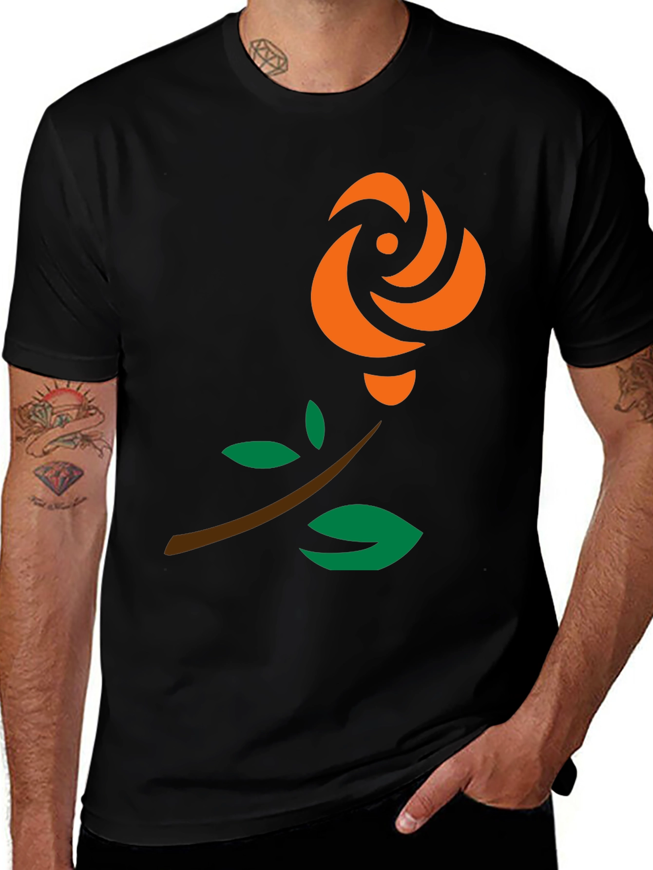 Variant 2 of Abstract Floral Print Black T-Shirt