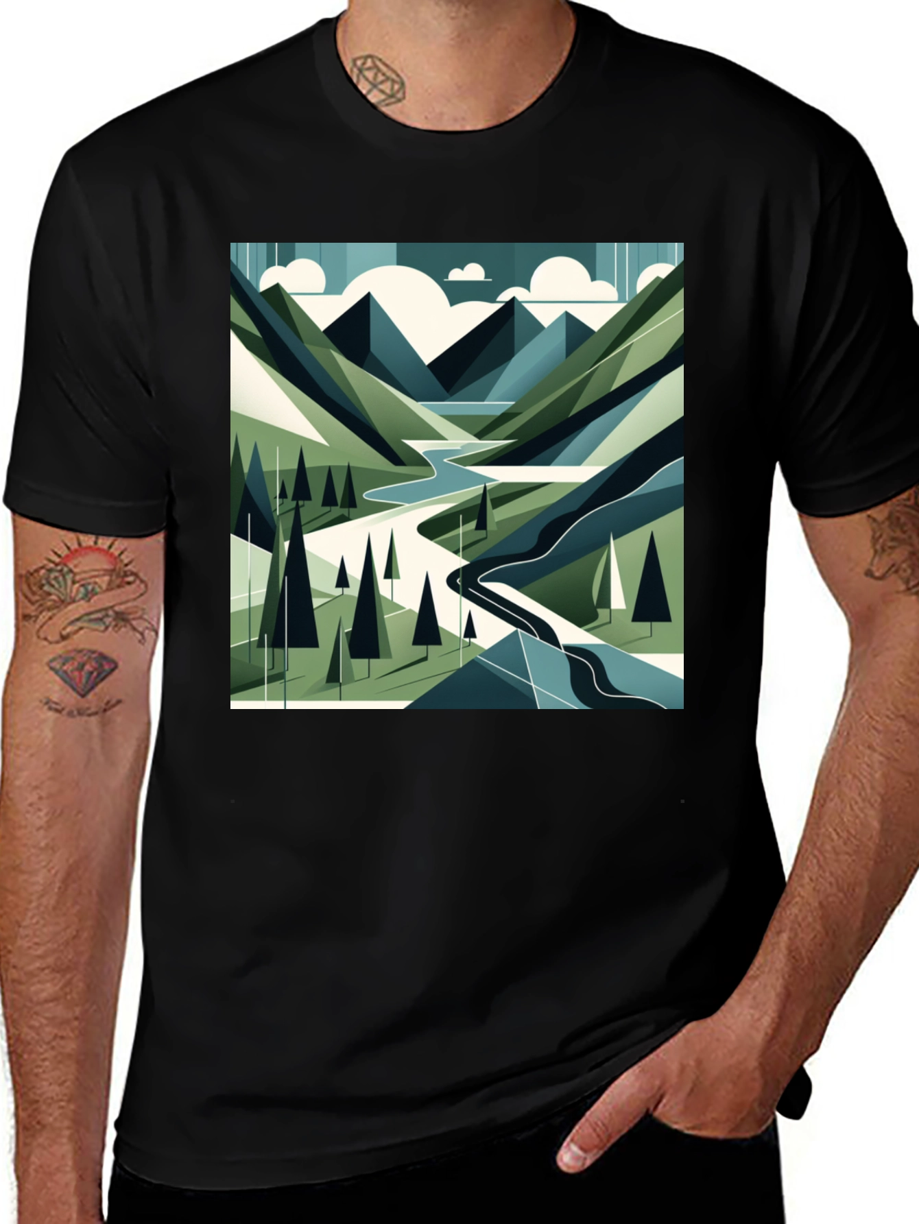 Variant 9 of Mountainscape Graphic Tee - Nature Lover's T-Shirt