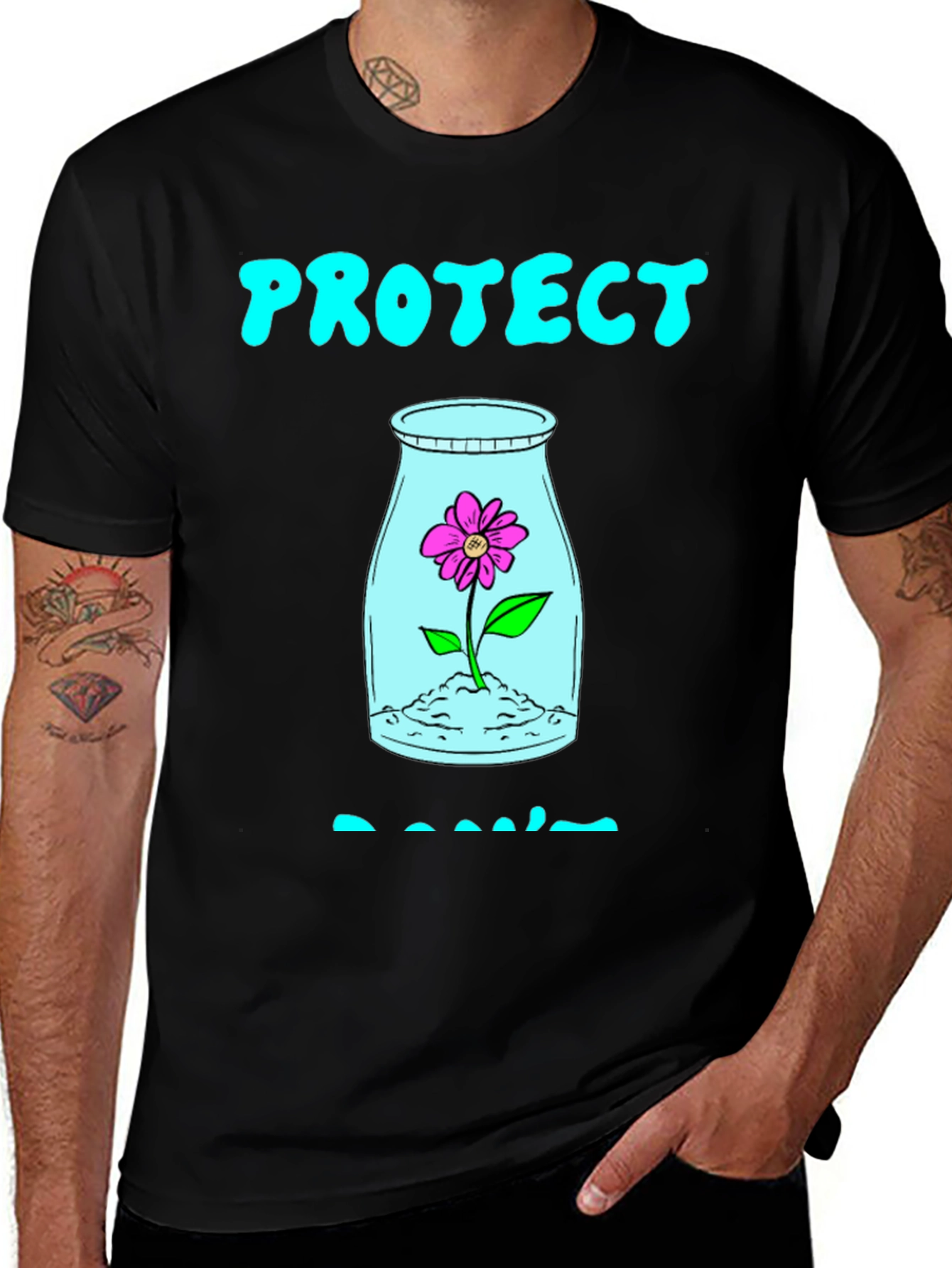Variant 18 of Protect Plants T-Shirt - Black Cotton Graphic Tee