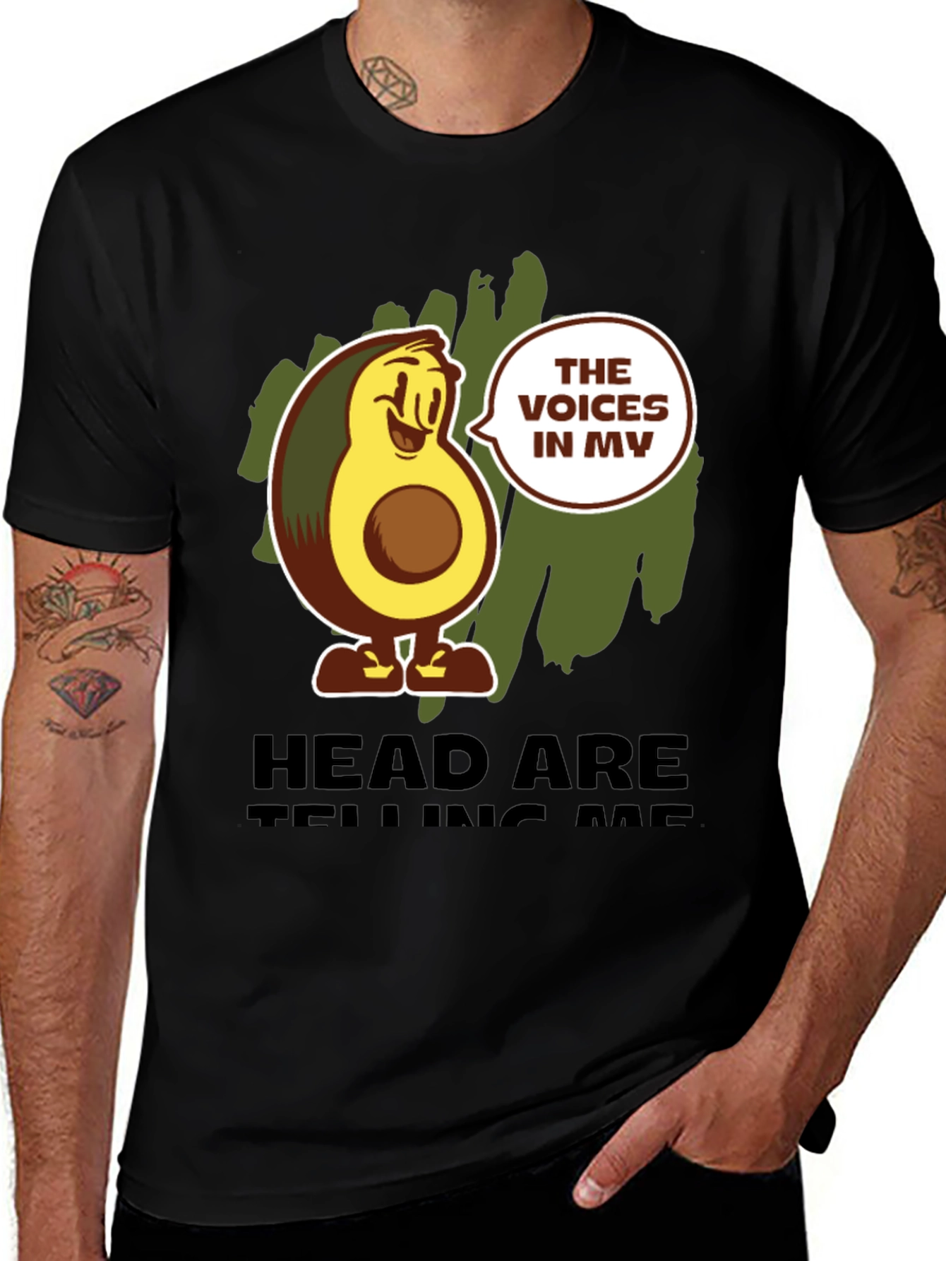 Avocado Humor Graphic Tee - The Voices in My Head