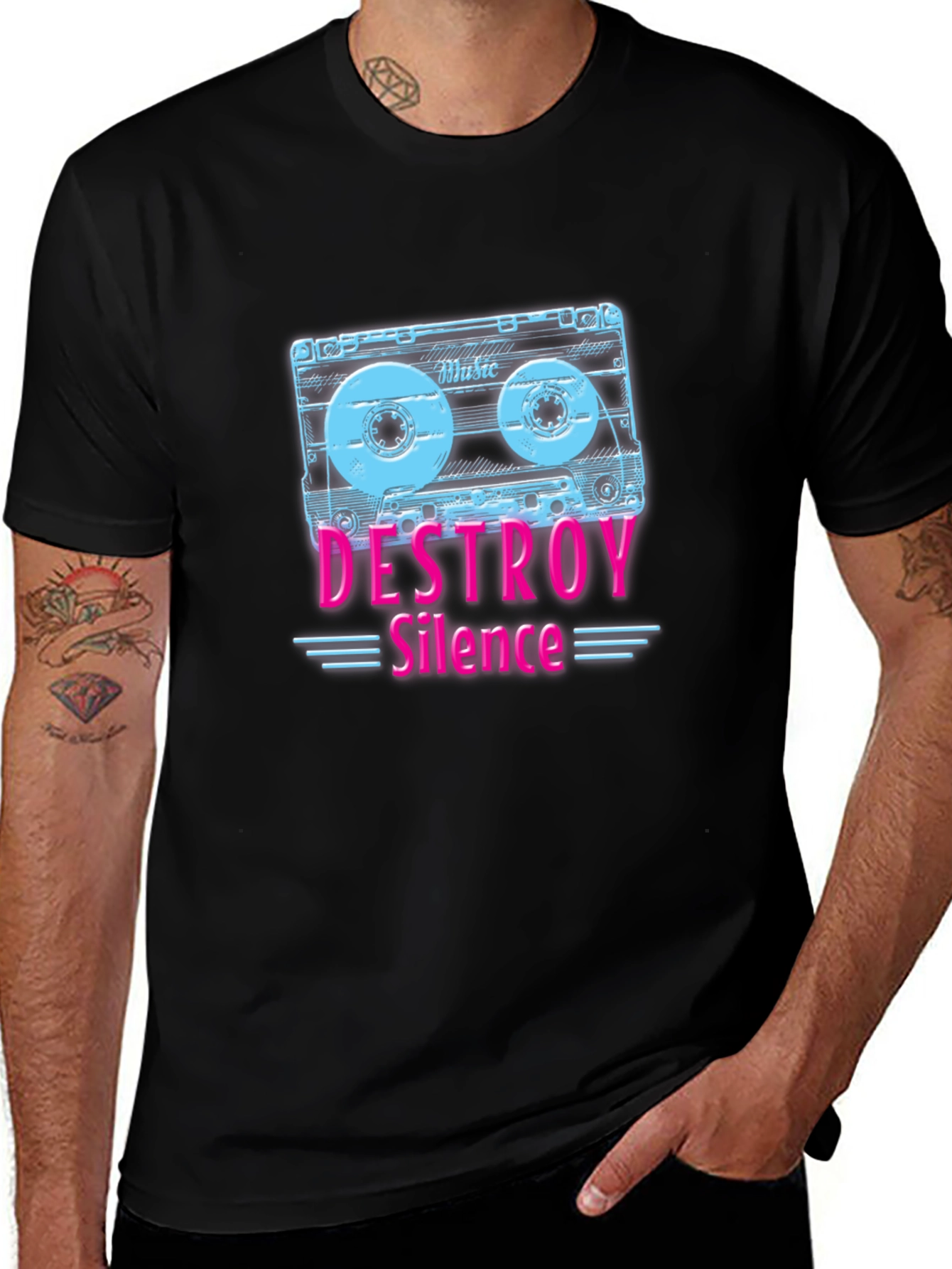 Variant 29 of Destroy Silence Cassette Tape Graphic Tee