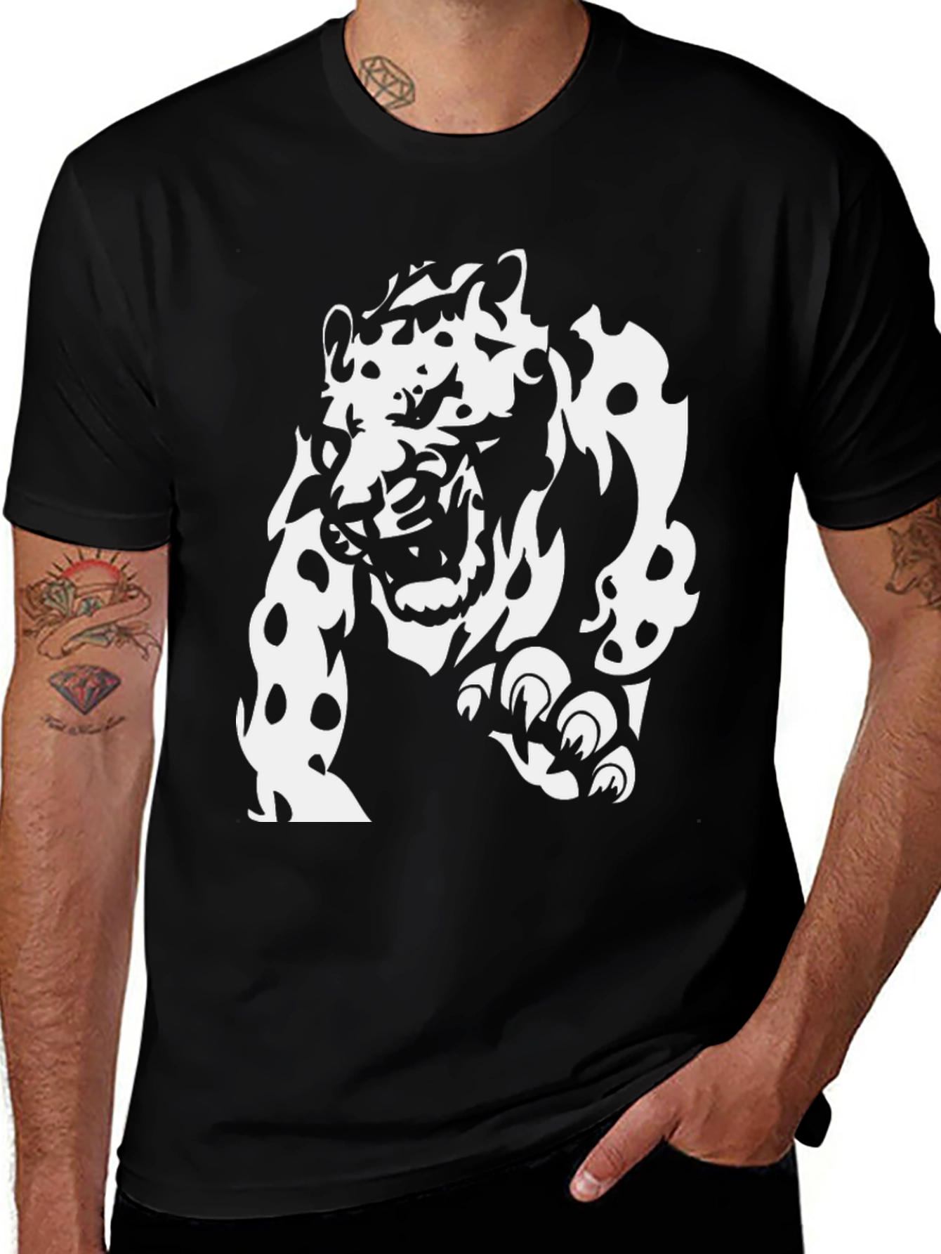 Variant 28 of Black T-Shirt with White Jaguar Graphic