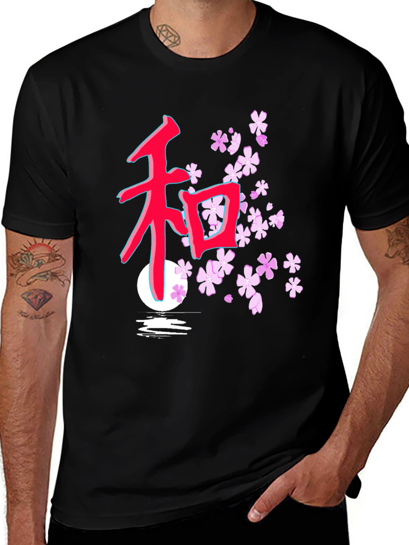 Variant 20 of Japanese Cherry Blossom Peace Sign T-Shirt