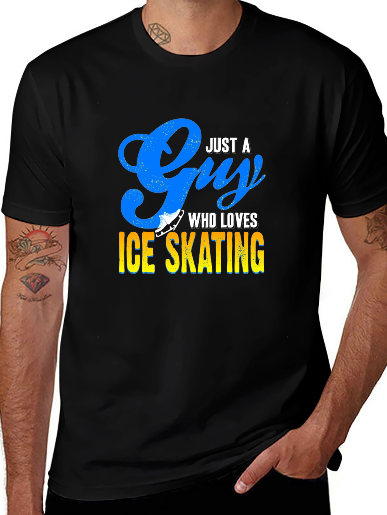Variant 13 of Just A Guy Who Loves Ice Skating Black T-Shirt