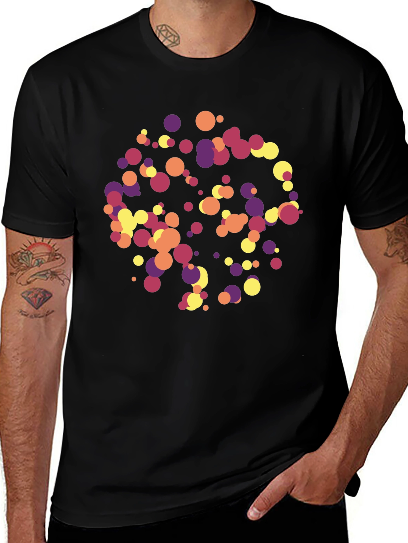 Variant 12 of Abstract Circle Pattern Black T-Shirt